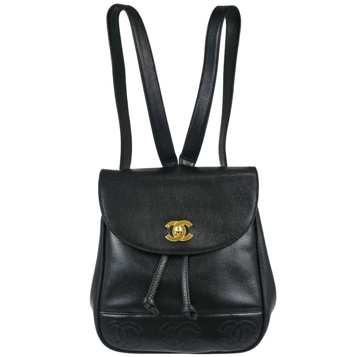 Chanel 1994 - 1996 Black Caviar Skin Triple CC Backpack