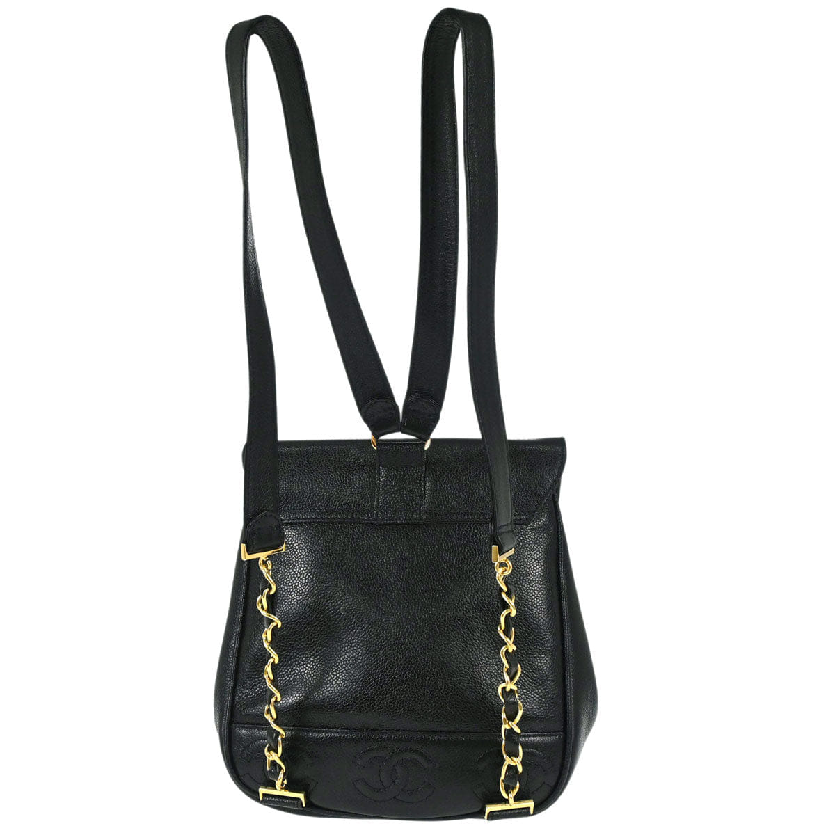 Chanel 1994 - 1996 Black Caviar Skin Triple CC Backpack