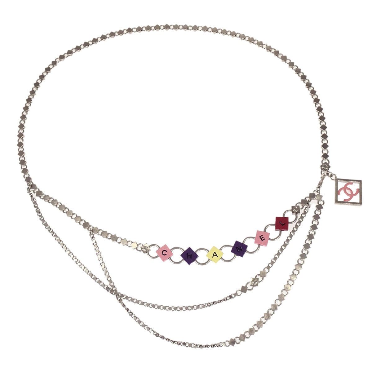 Chanel Silver Chain Belt 04P Small Good