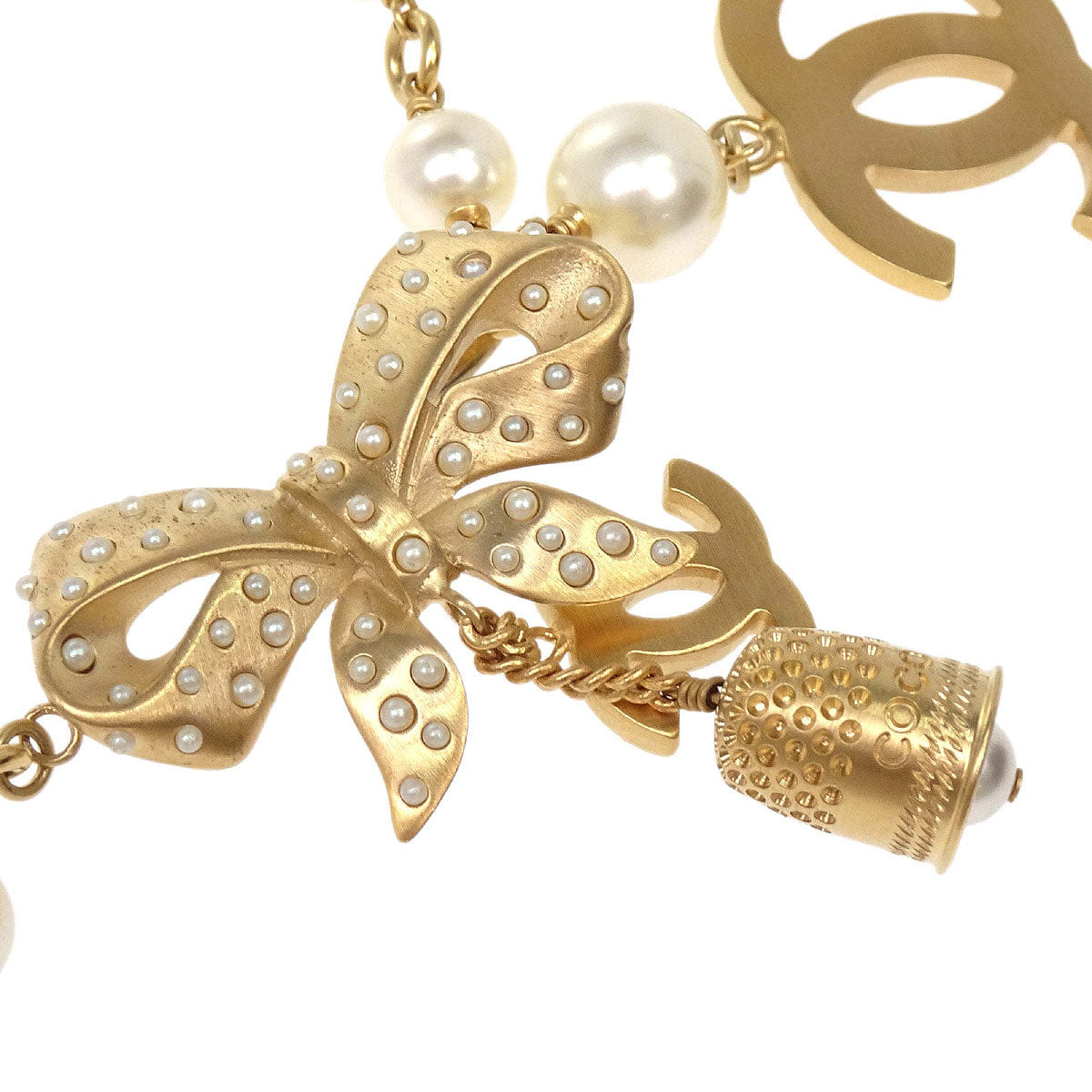 Chanel Icon Charm Chain Belt Gold Costume Pearl 03A Small Good
