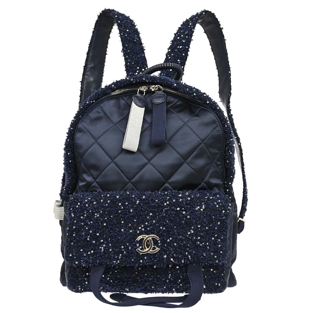 Chanel 2017 - 2018 Navy Tweed Nylon Sequins Astronaut Essentials Backpack