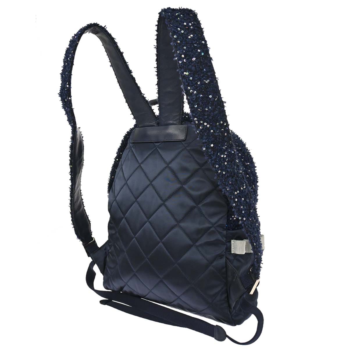 Chanel 2017 - 2018 Navy Tweed Nylon Sequins Astronaut Essentials Backpack