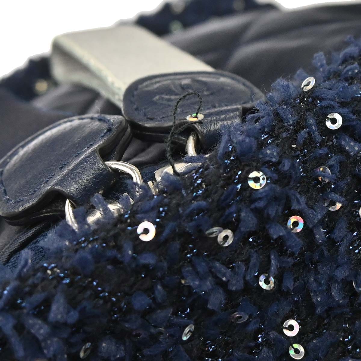 Chanel 2017 - 2018 Navy Tweed Nylon Sequins Astronaut Essentials Backpack
