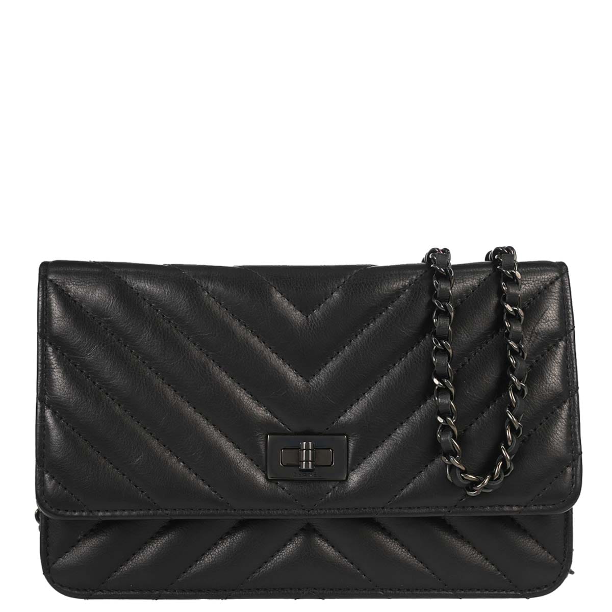 Chanel 2017 - 2018 Lambskin Chevron Mademoiselle Lock WOC Wallet on Chain Ba