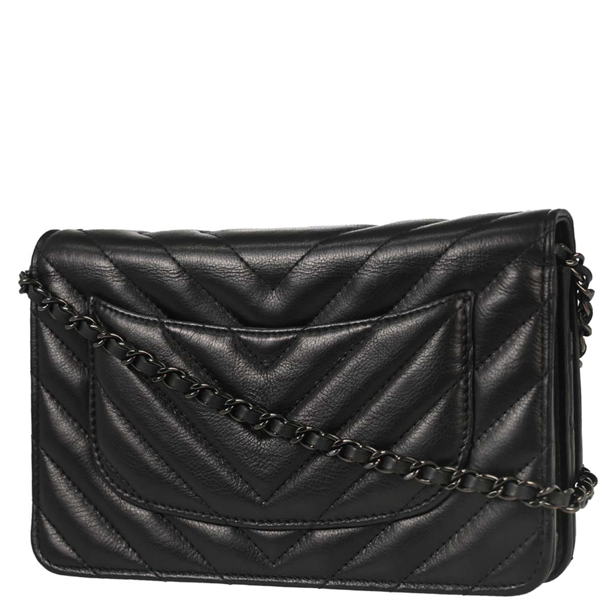 Chanel 2017 - 2018 Lambskin Chevron Mademoiselle Lock WOC Wallet on Chain Ba