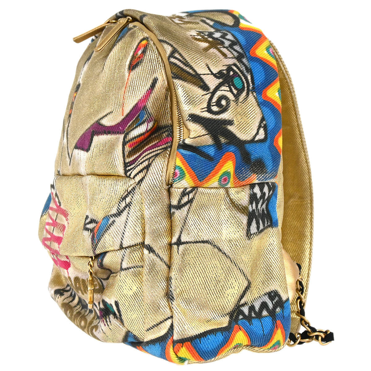 Chanel 2019 Gold Canvas Graffiti Street Spirit Backpack