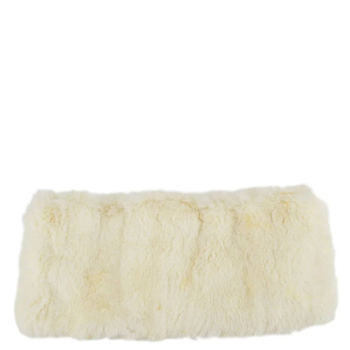 Chanel Fur Shawl Scarf Stole White Small Good