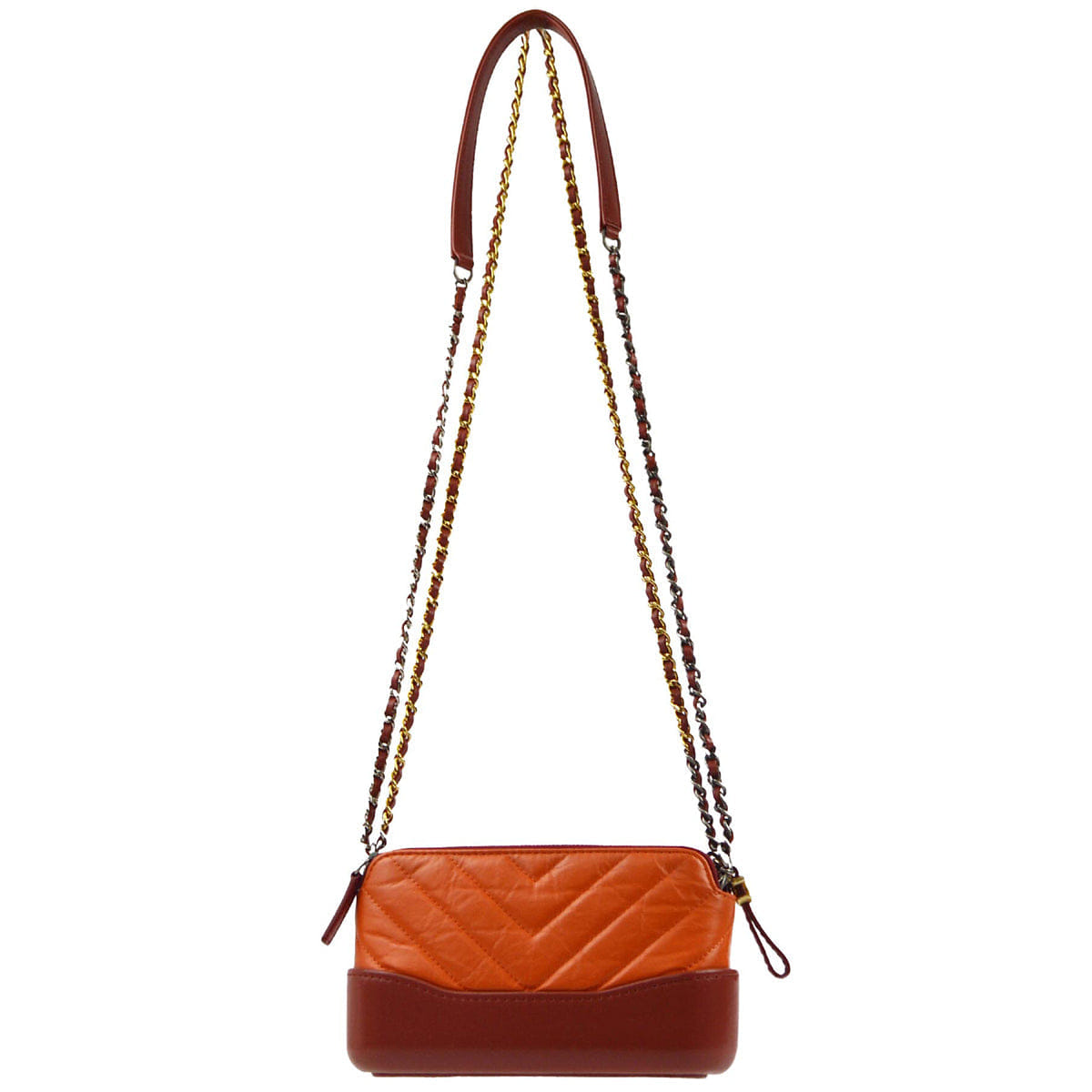 Chanel 2018 - 2019 Orange Calfskin Gabrielle Chevron WOC Wallet On Chain