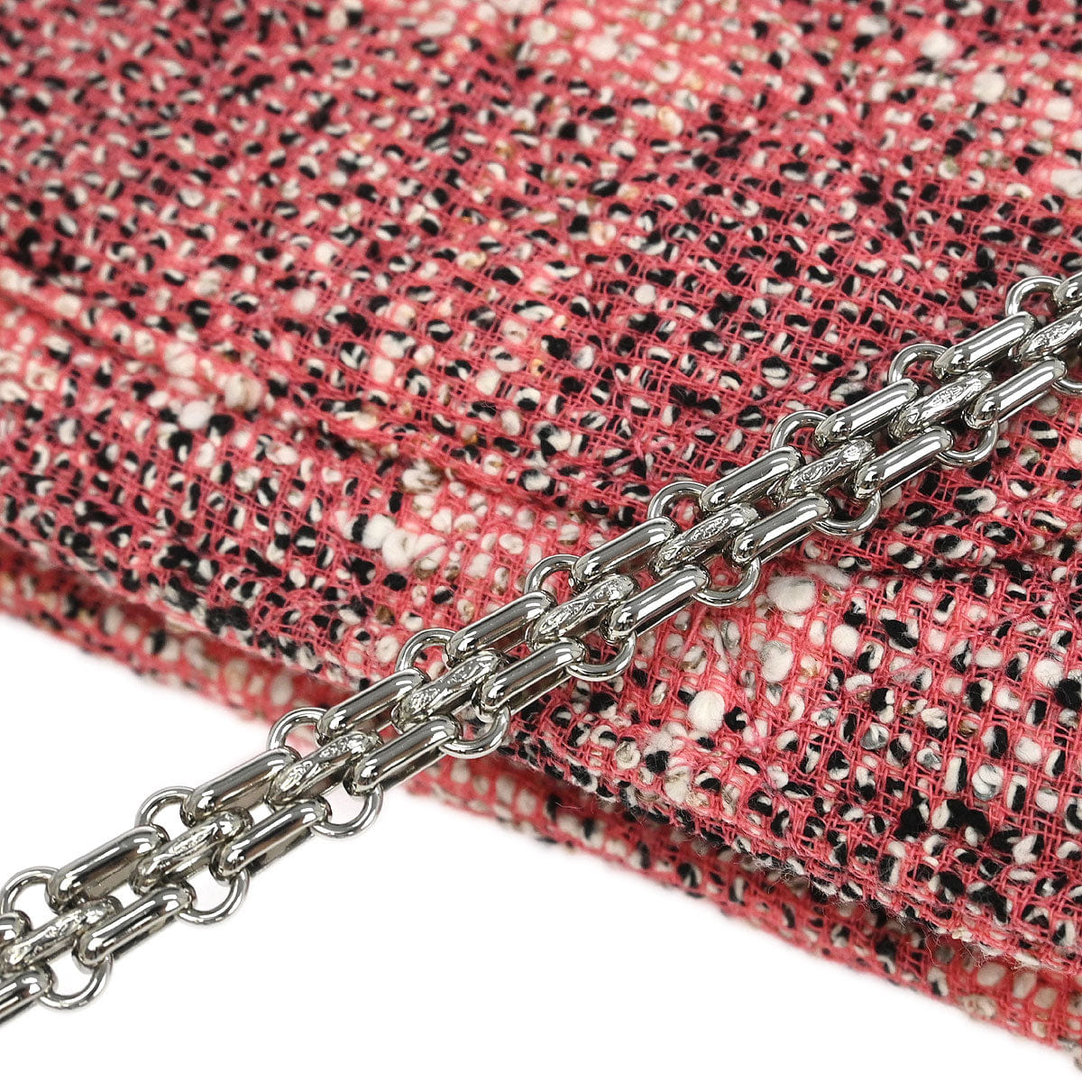 Chanel 2019 Pink Tweed Mademoiselle Lock Classic WOC Wallet On Chain