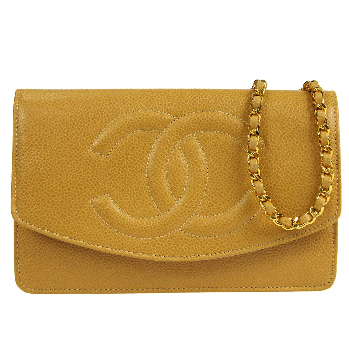 Chanel * 1994 - 1996 Timeless WOC Chain Wallet Beige Caviar