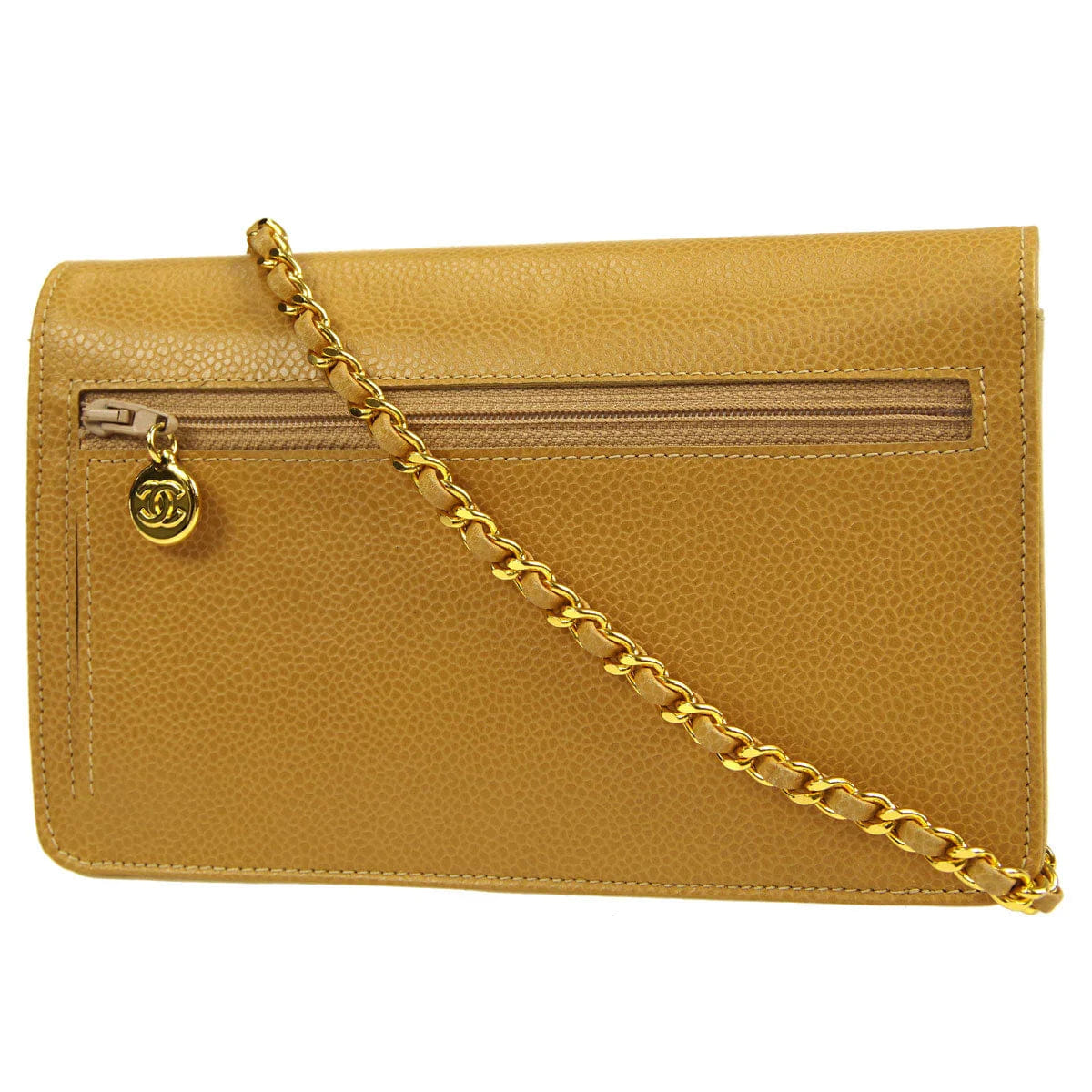 Chanel * 1994 - 1996 Timeless WOC Chain Wallet Beige Caviar
