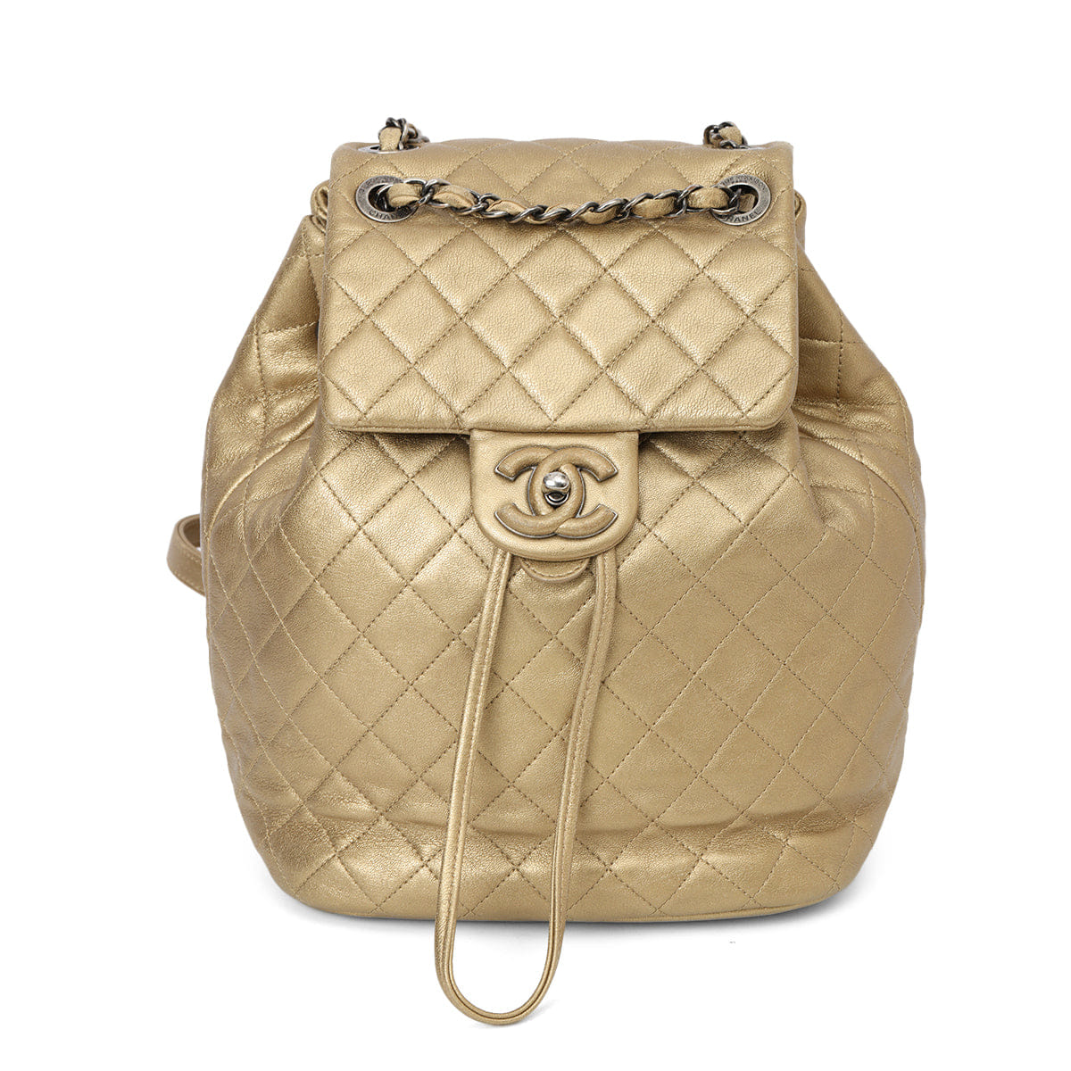Chanel Vintage Small Duma Backpack Gold Metallic Lambskin