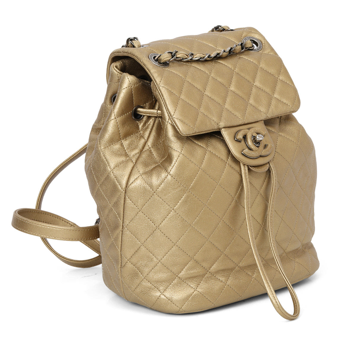 Chanel Vintage Small Duma Backpack Gold Metallic Lambskin