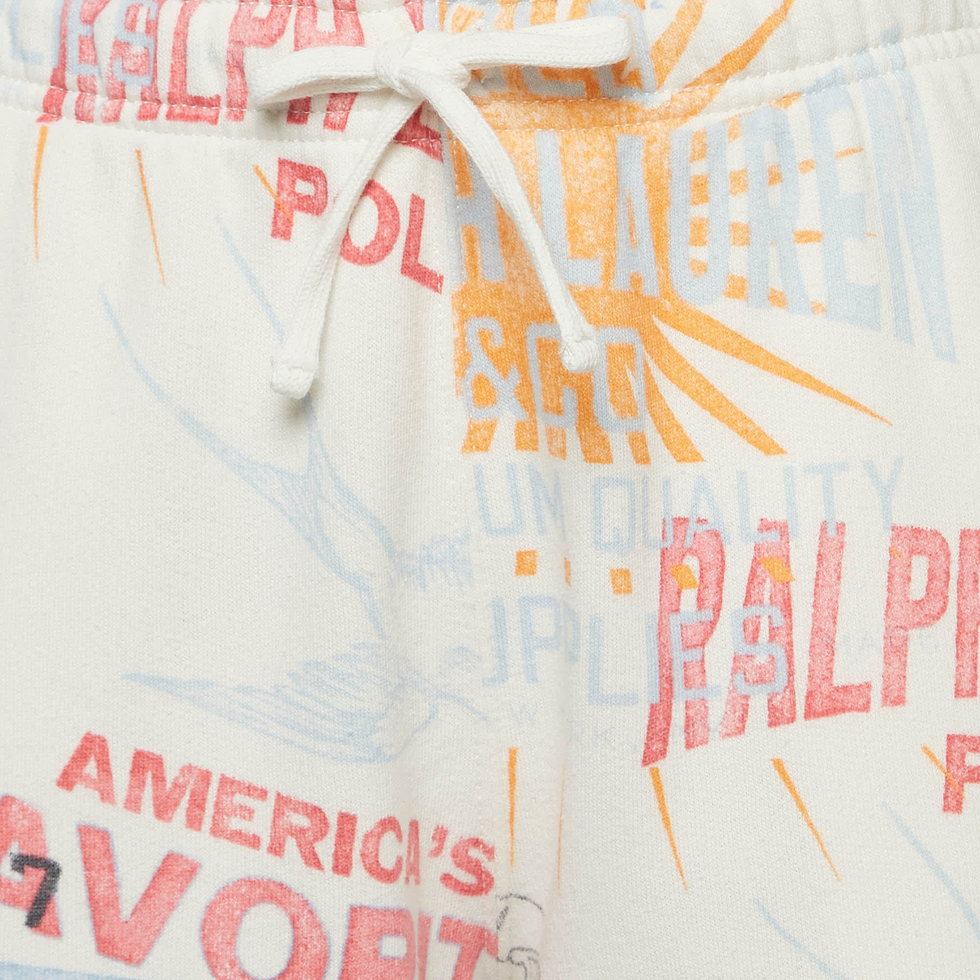 Polo Ralph Lauren White Graphic Print Fleece Athletic Trousers