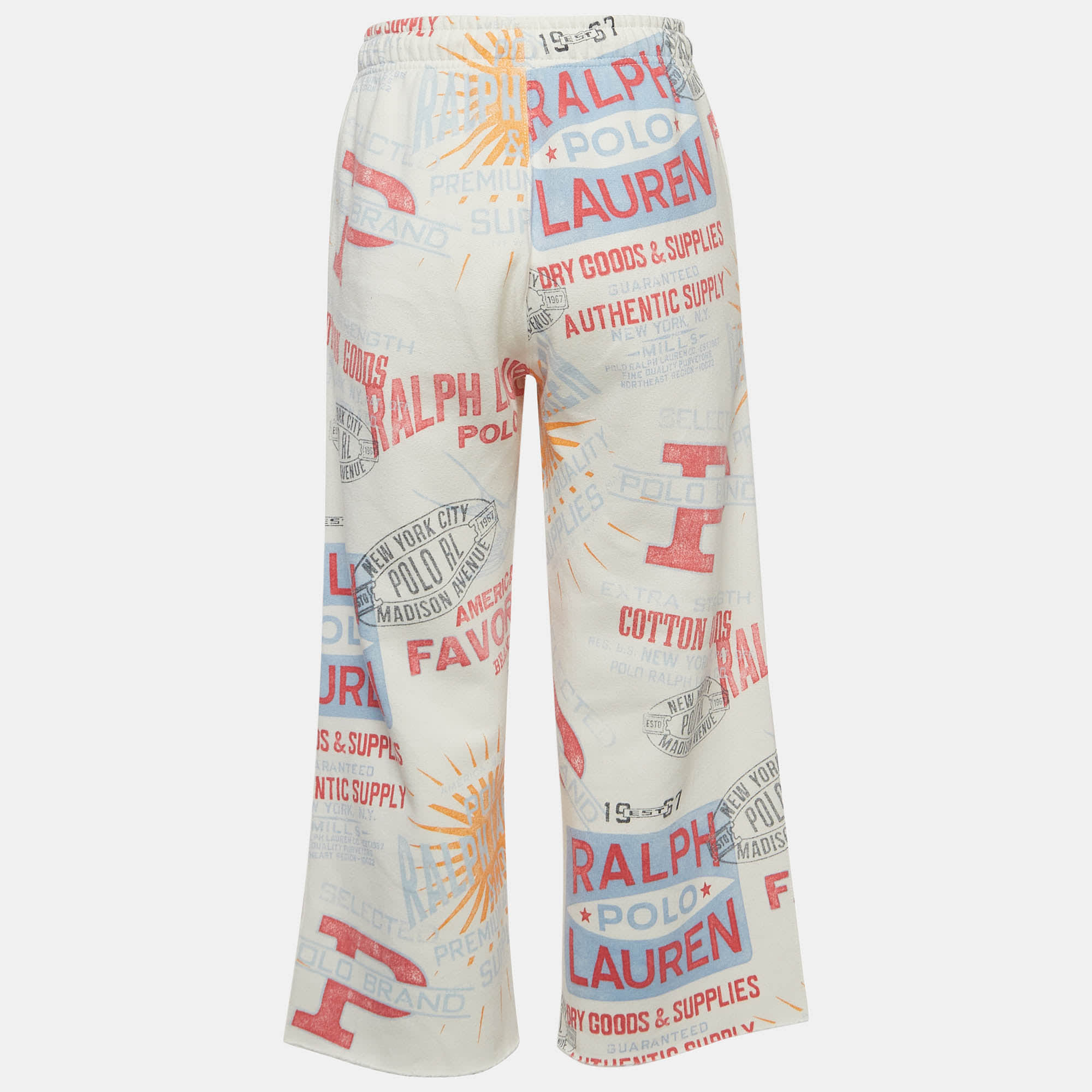 Polo Ralph Lauren White Graphic Print Fleece Athletic Trousers