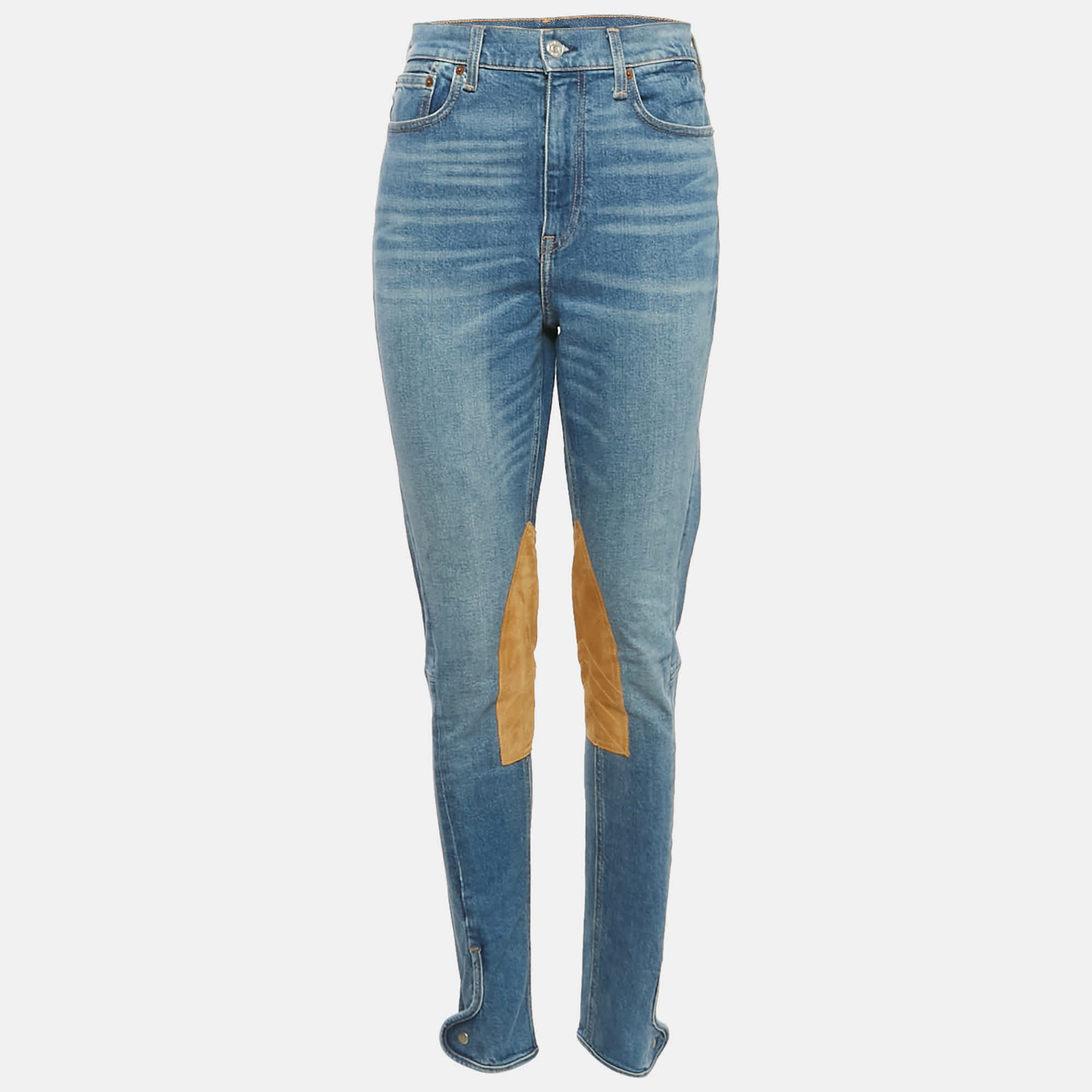 Polo Ralph Lauren Blue Logo Embroidered Denim Jodhpur Jeans M Waist