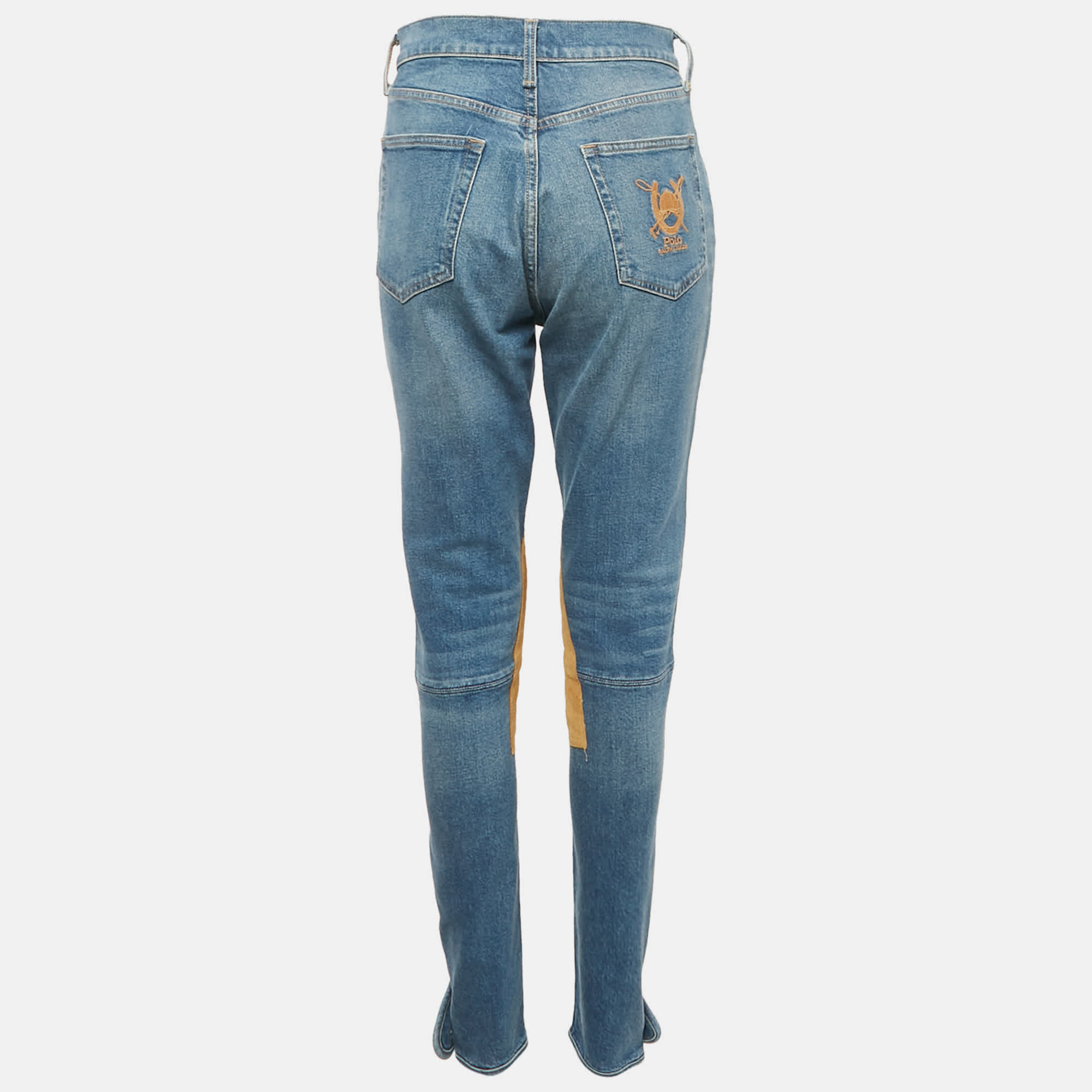 Polo Ralph Lauren Blue Logo Embroidered Denim Jodhpur Jeans M Waist