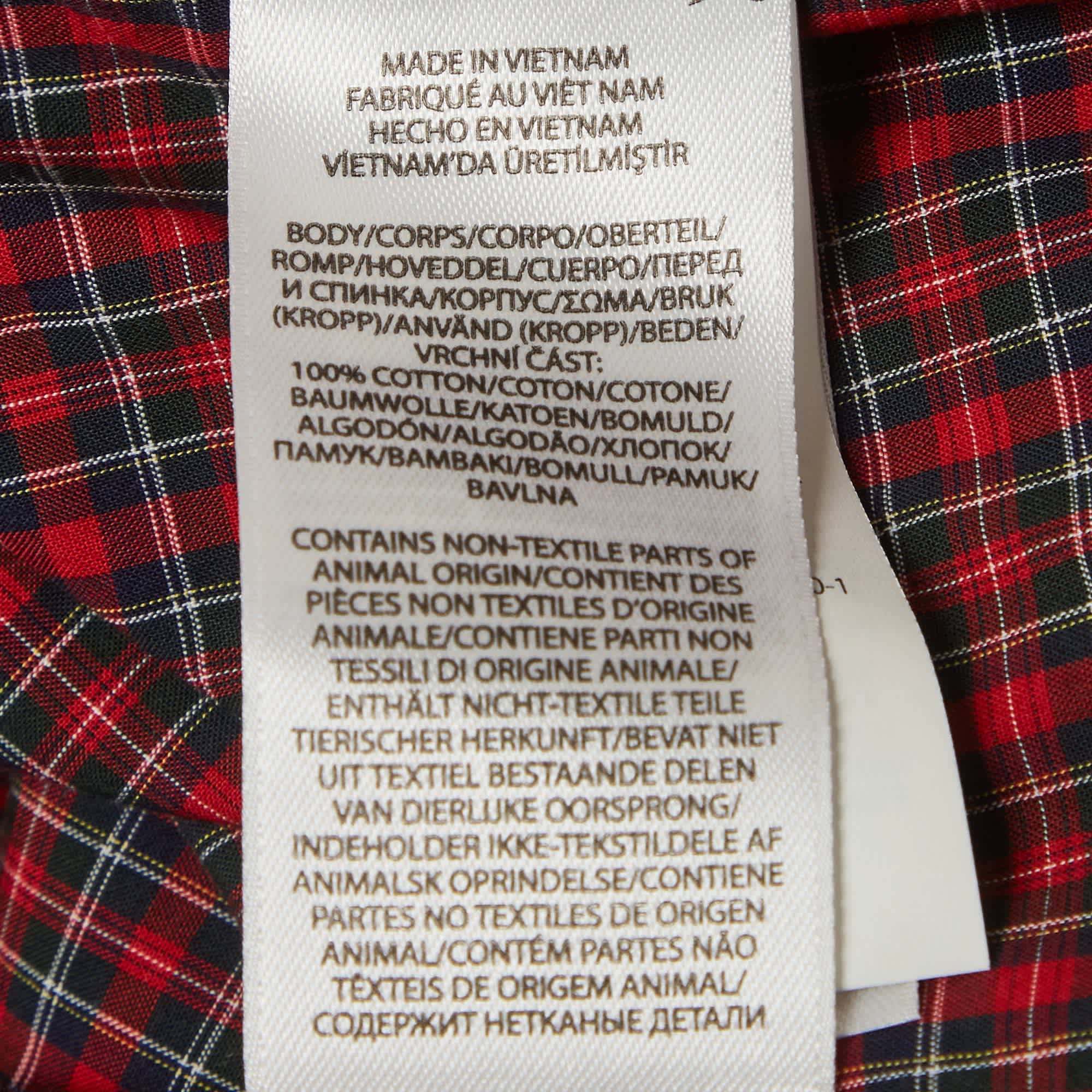 Polo Ralph Lauren Red Plaid Cotton Ruffle Trim Shirt