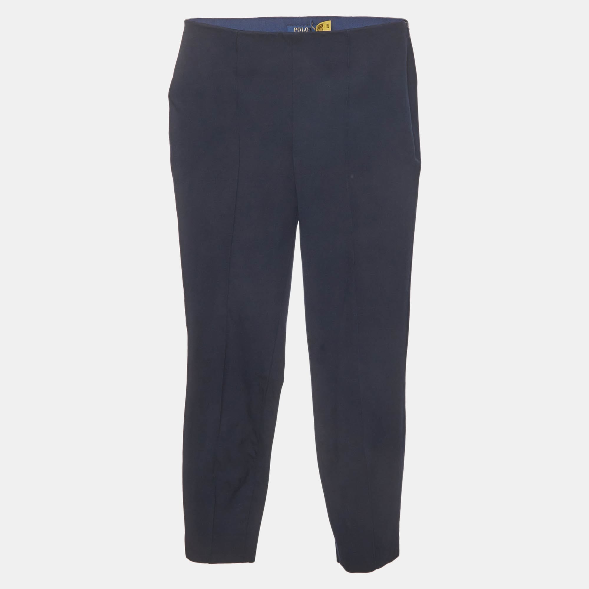 Polo Ralph Lauren Blue Stretch Cotton High Waist Trousers