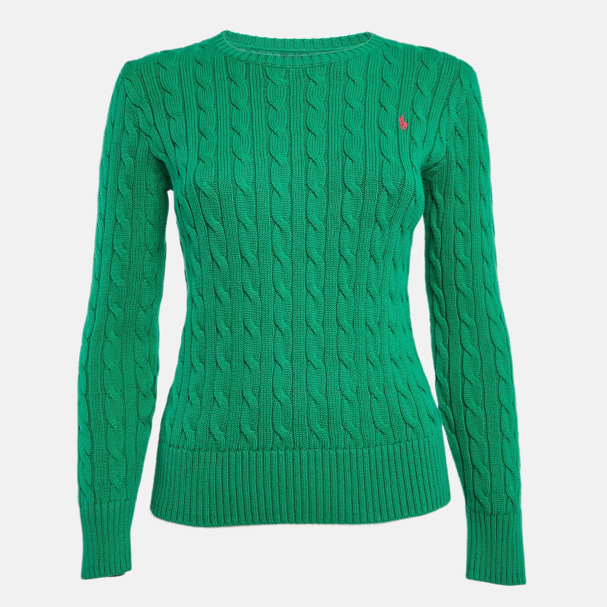 Polo Ralph Lauren Green Cable Knit Long Sleeves Sweater