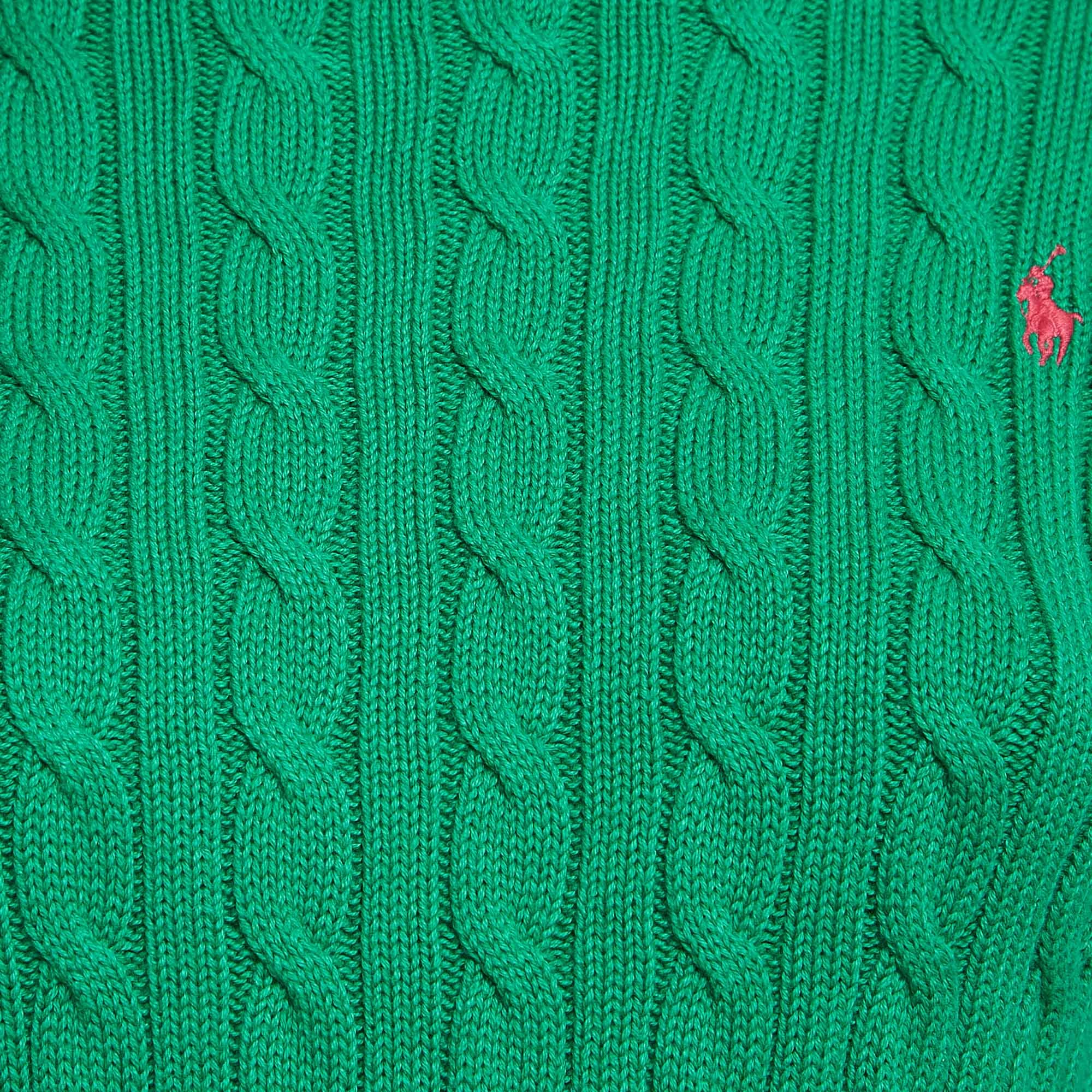 Polo Ralph Lauren Green Cable Knit Long Sleeves Sweater