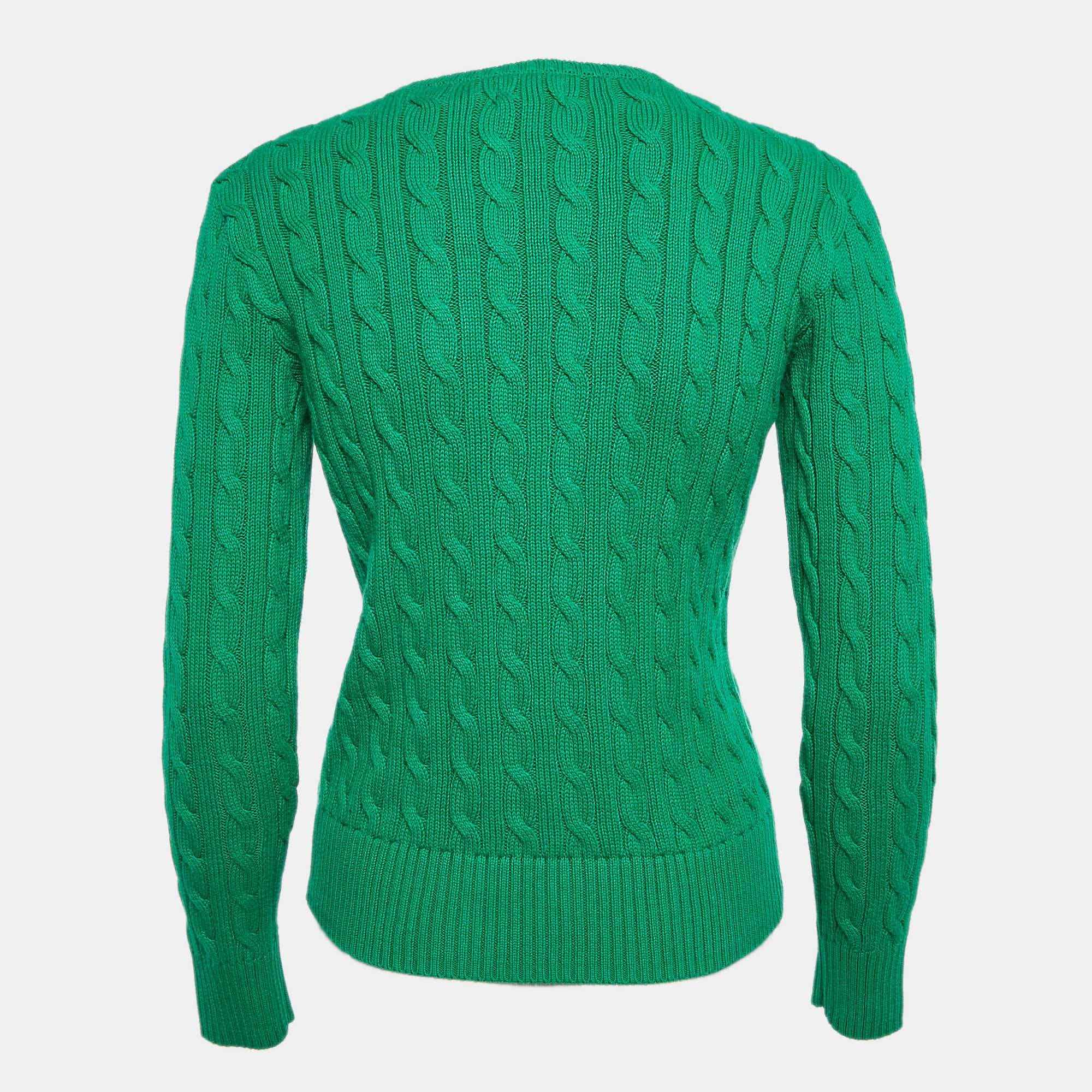 Polo Ralph Lauren Green Cable Knit Long Sleeves Sweater