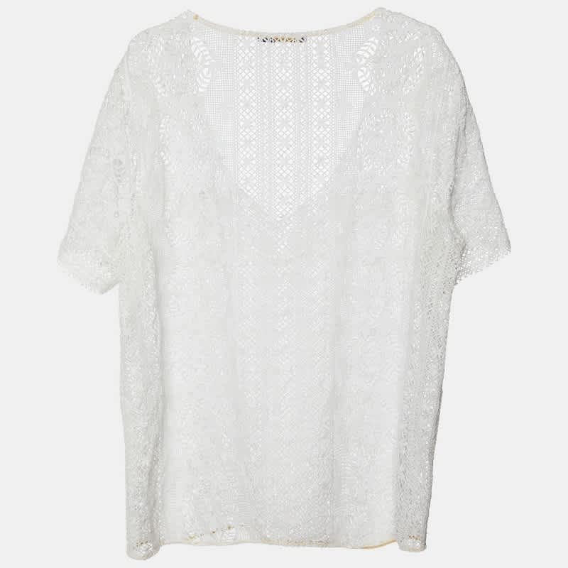 Polo Ralph Lauren White Lace V - Neck Blouse