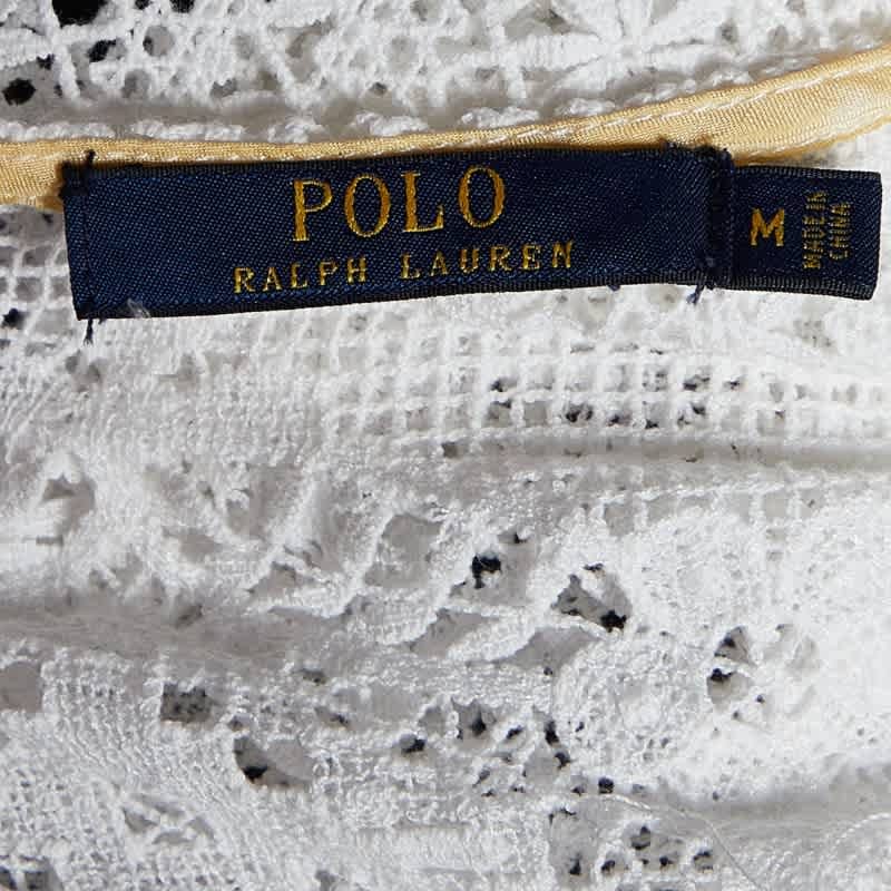 Polo Ralph Lauren White Lace V - Neck Blouse