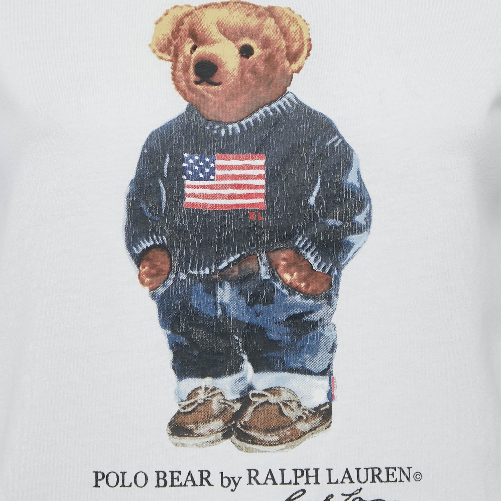 Polo Ralph Lauren White Teddy Print Jersey T - Shirt