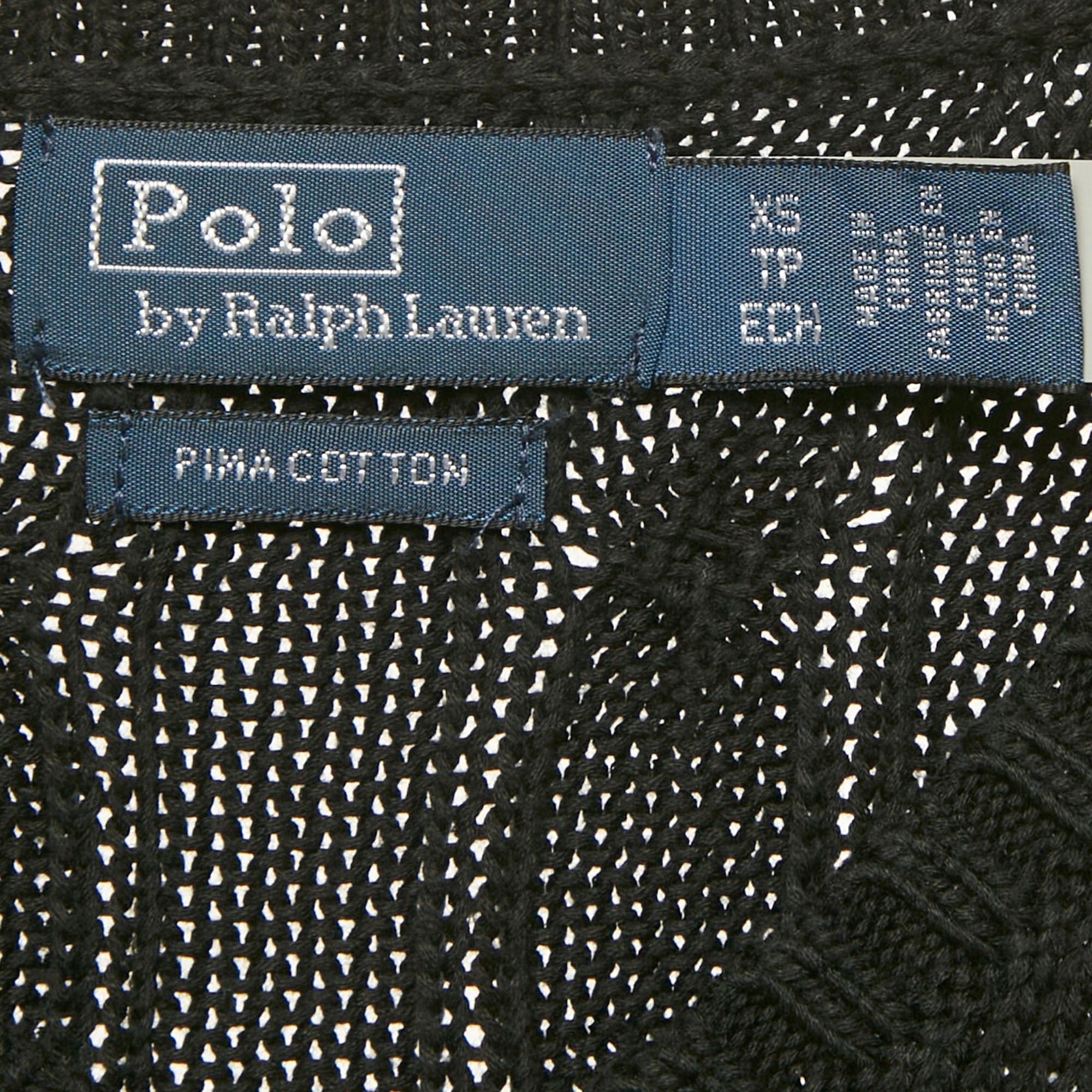 Polo Ralph Lauren Black Cable Knit V - Neck Sweater