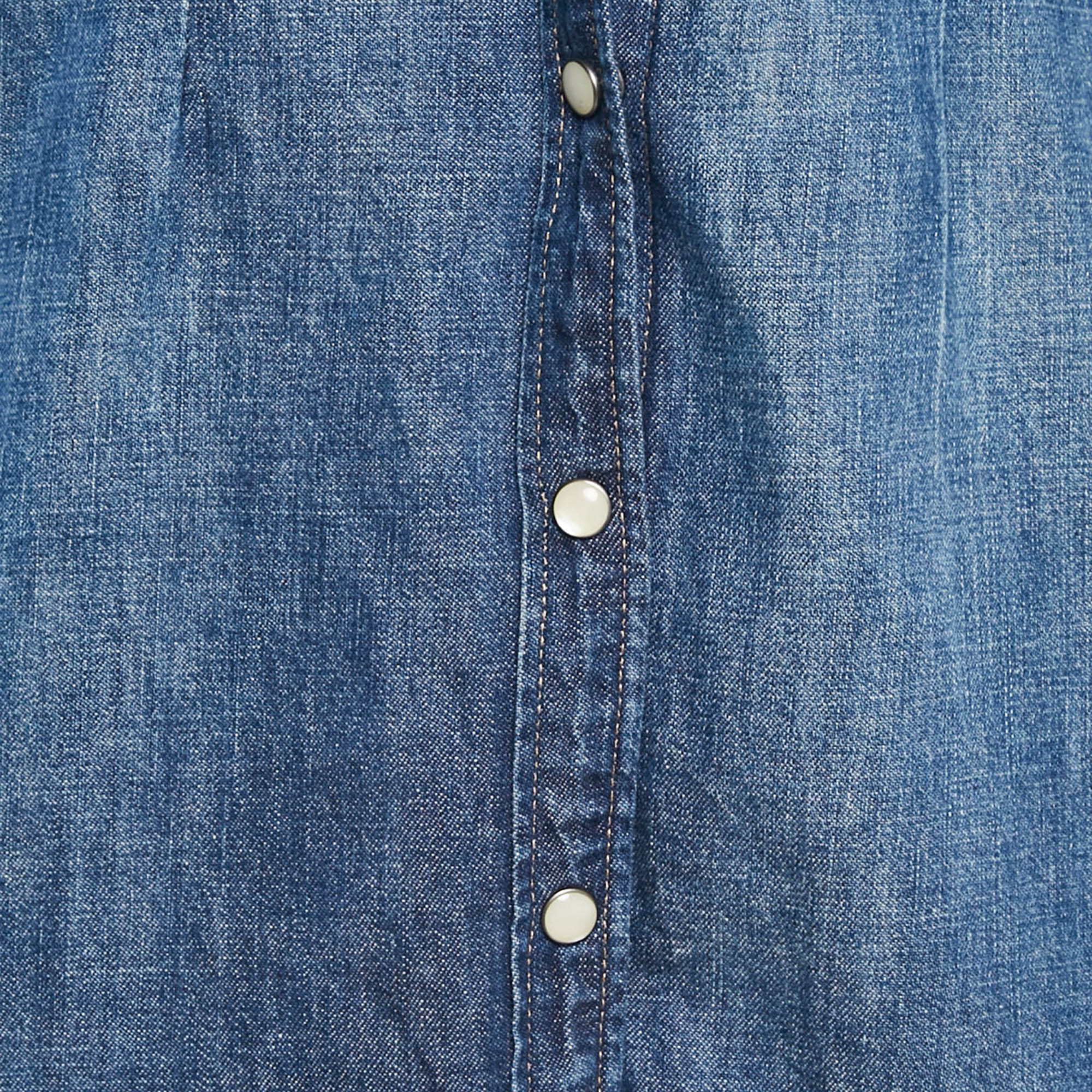 Polo Ralph Lauren Blue Embroidered Denim Shirt Dress