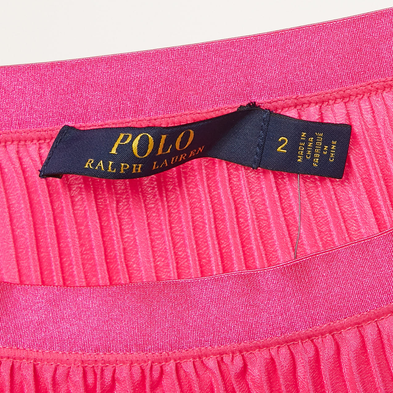 Polo Ralph Lauren Pink Plisse Crepe Midi Skirt