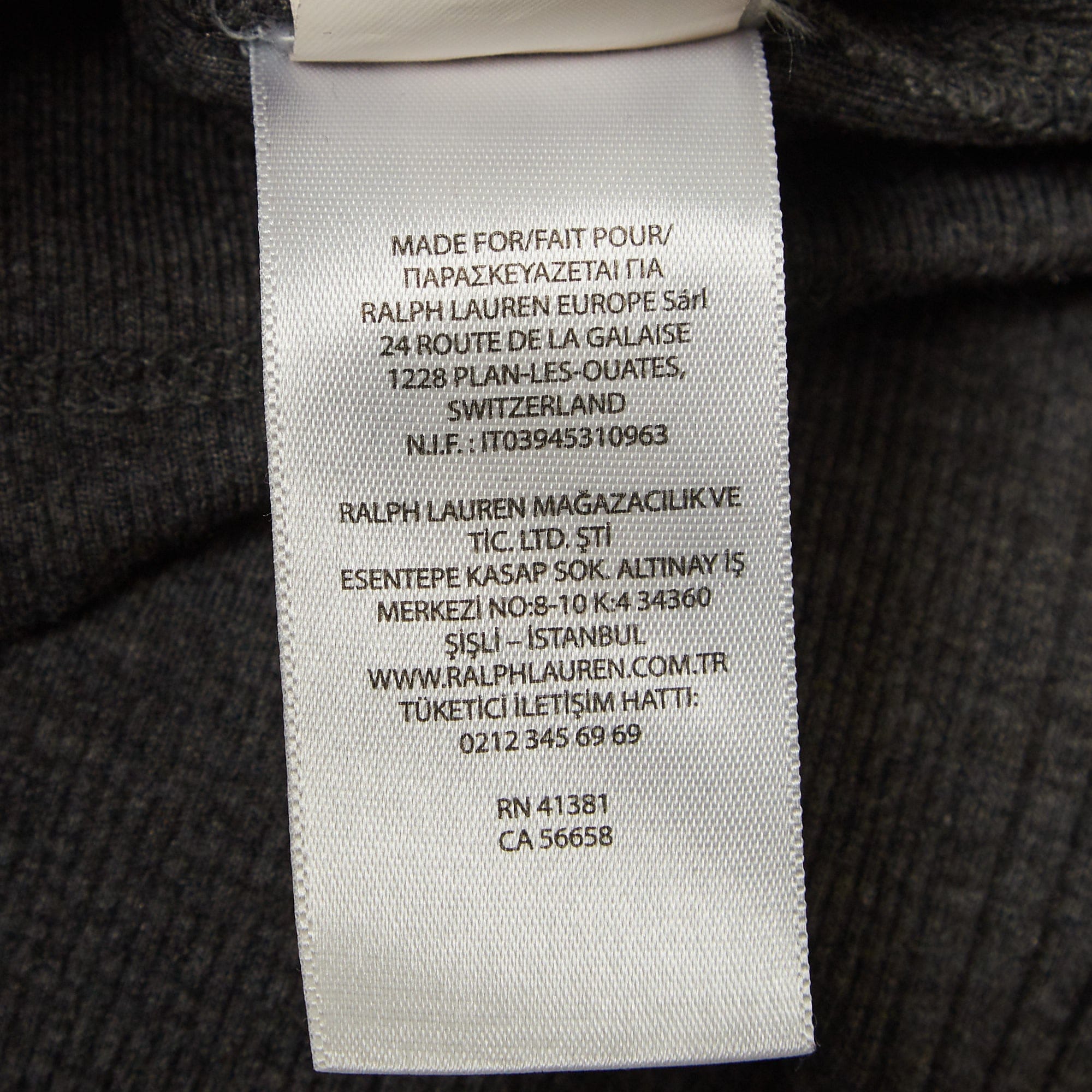 Polo Ralph Lauren Grey Suede Trim Rib Knit Sweatshirt