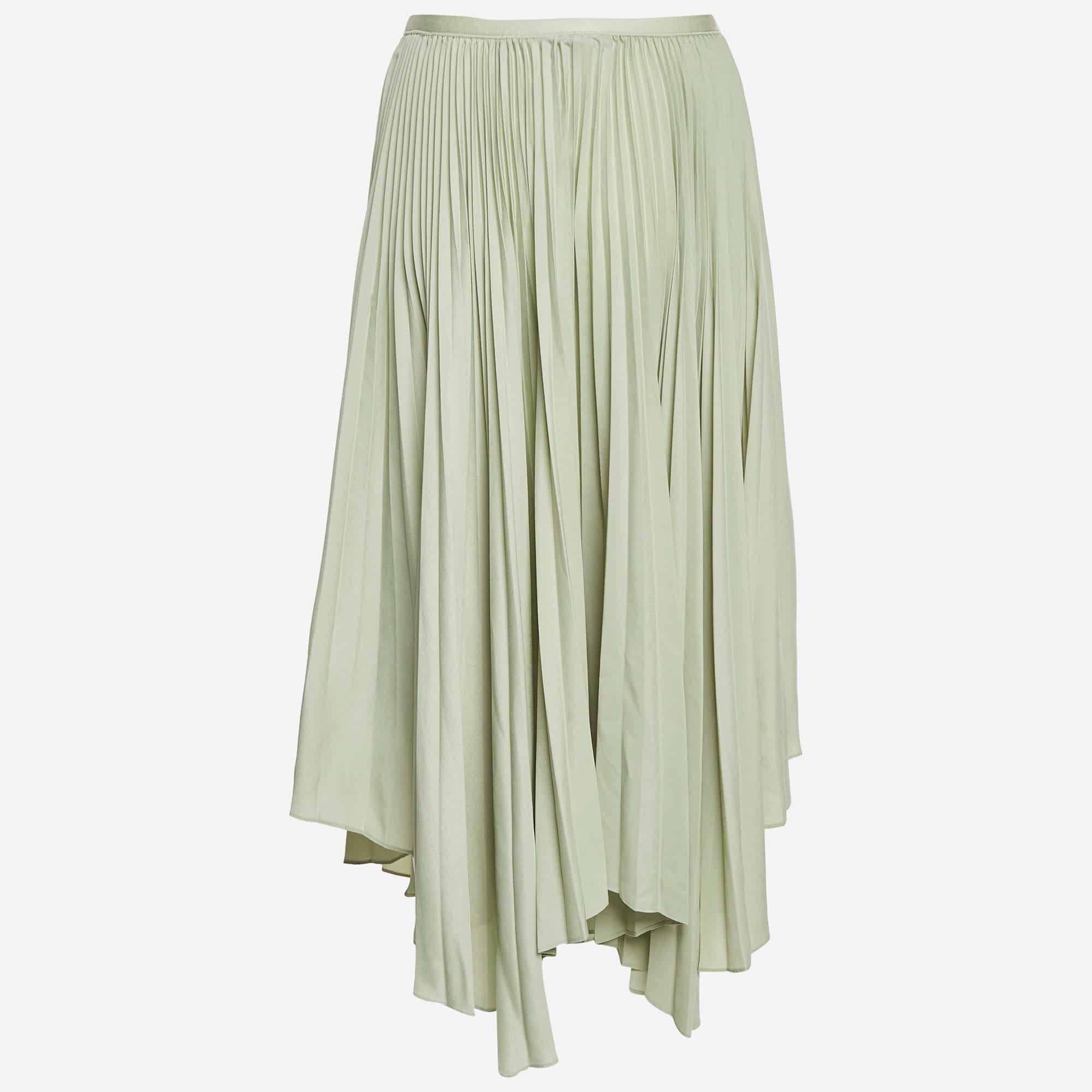 Polo Ralph Lauren Green Plisse Handkerchief Midi Skirt