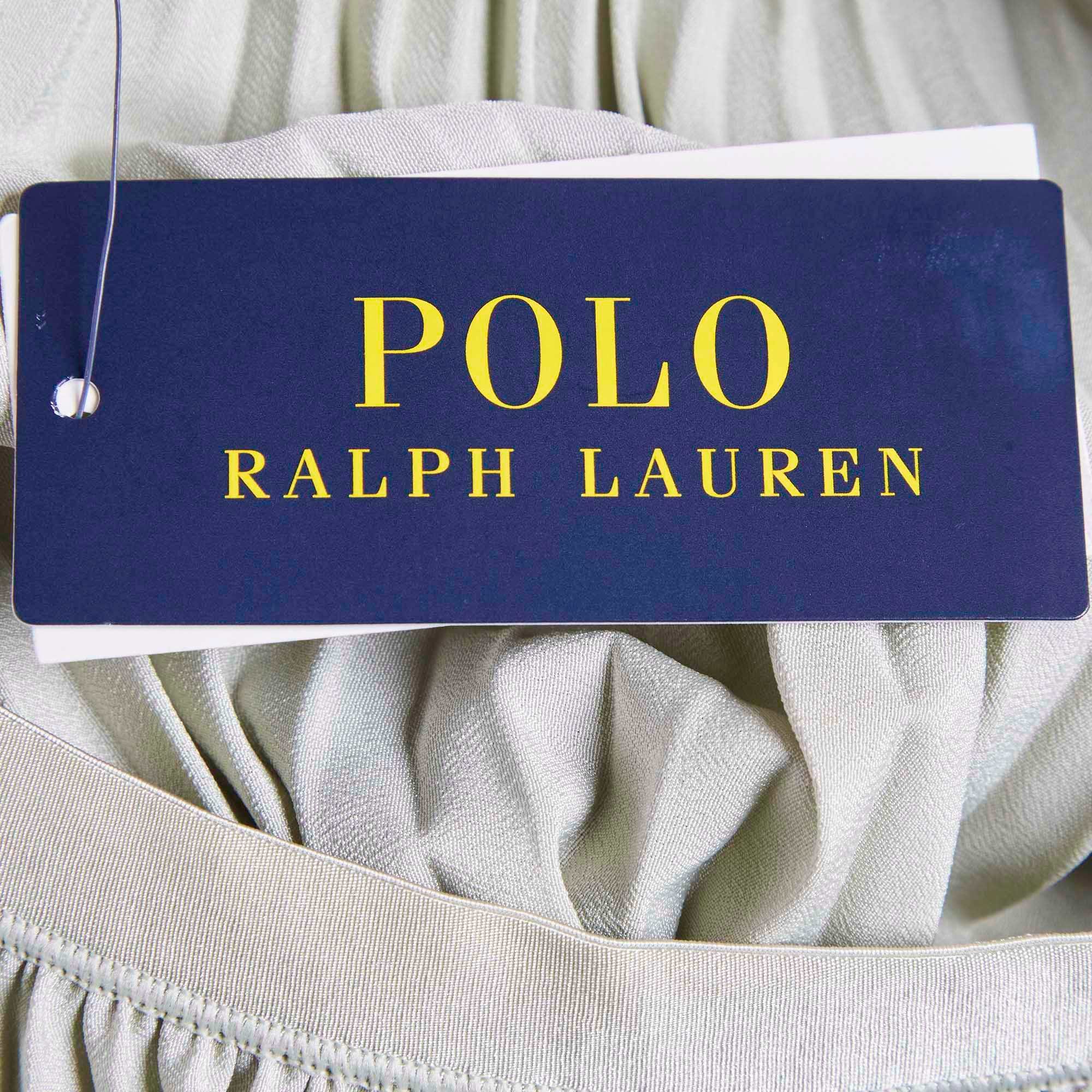 Polo Ralph Lauren Green Plisse Handkerchief Midi Skirt