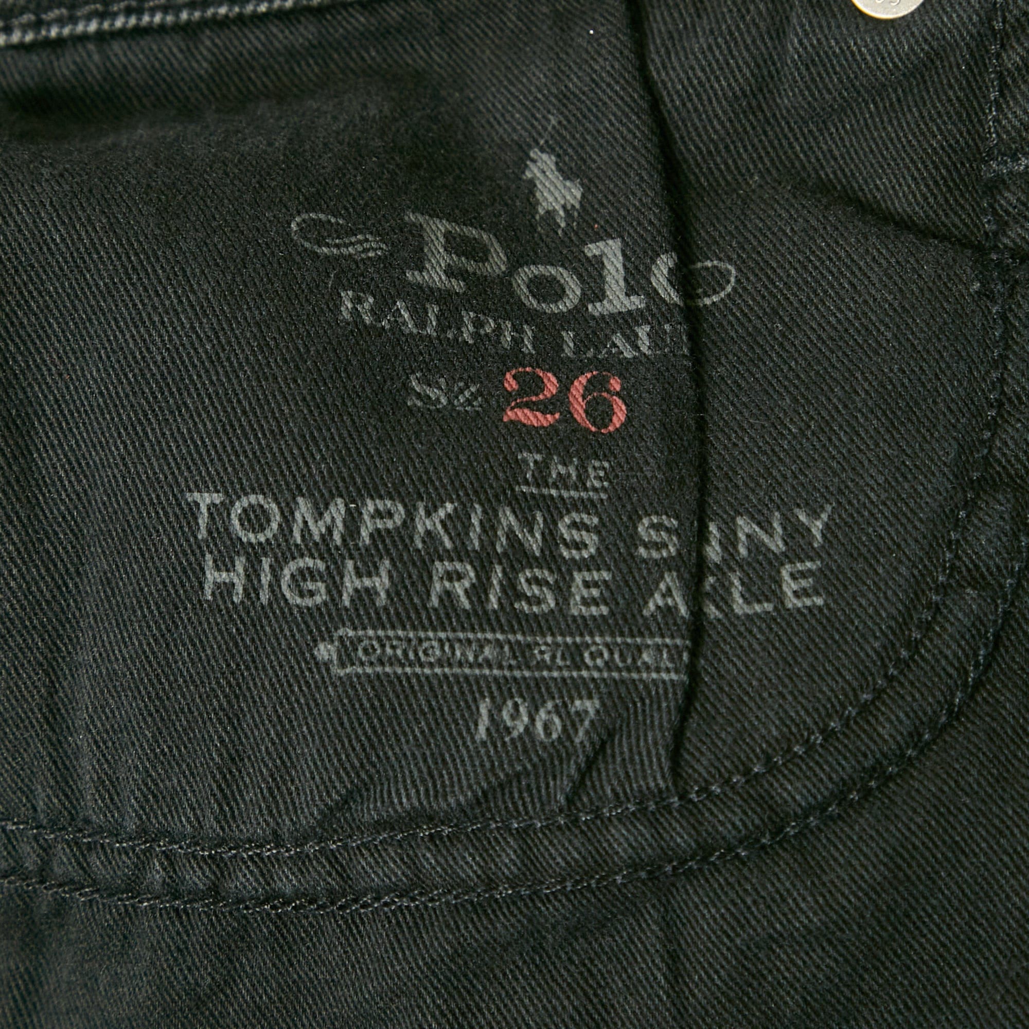 Polo Ralph Lauren Black Denim Tompkins Skinny High Rise Ankle Jeans S Waist