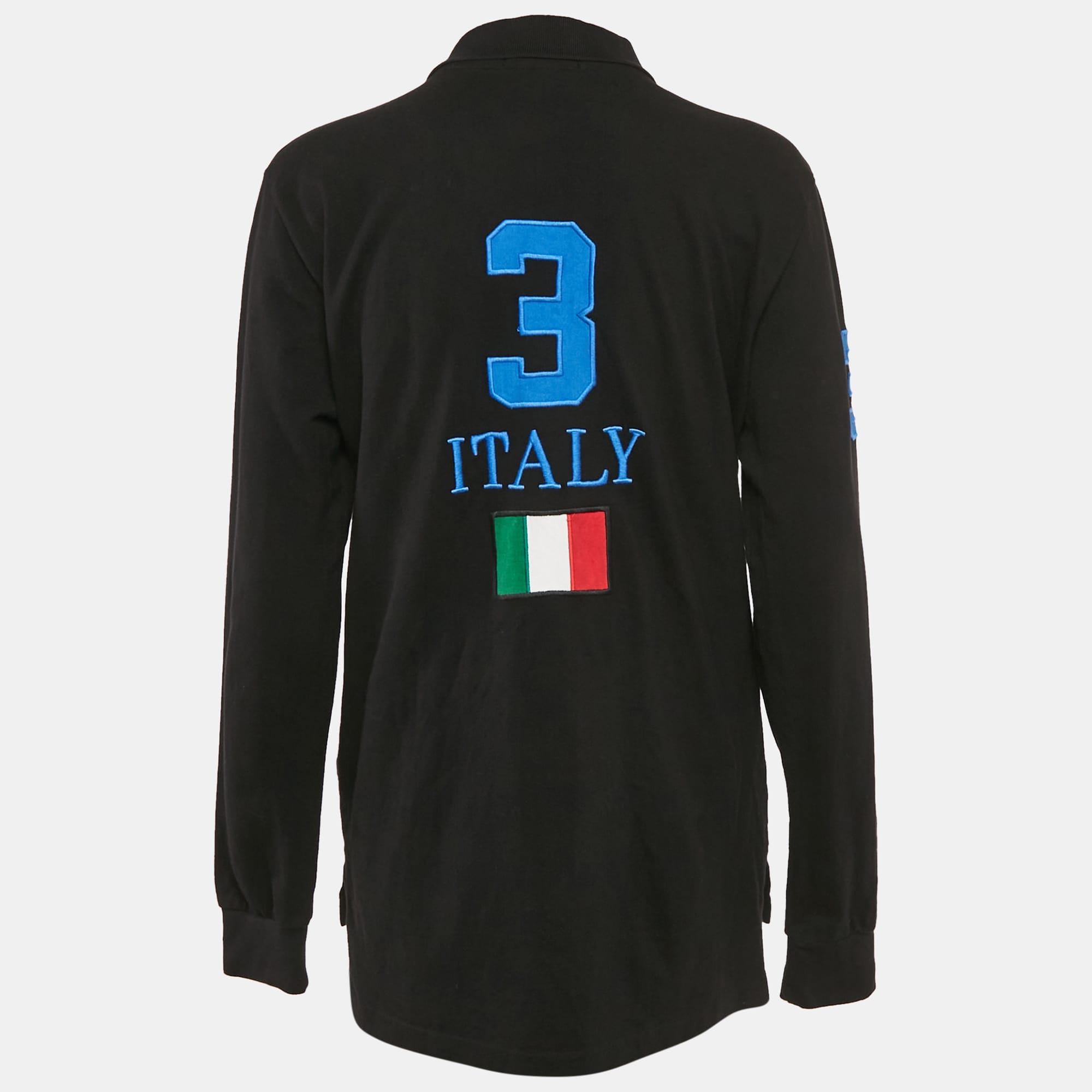 Polo Ralph Lauren Black Logo Embroidery Cotton Long Sleeve Polo T - Shirt
