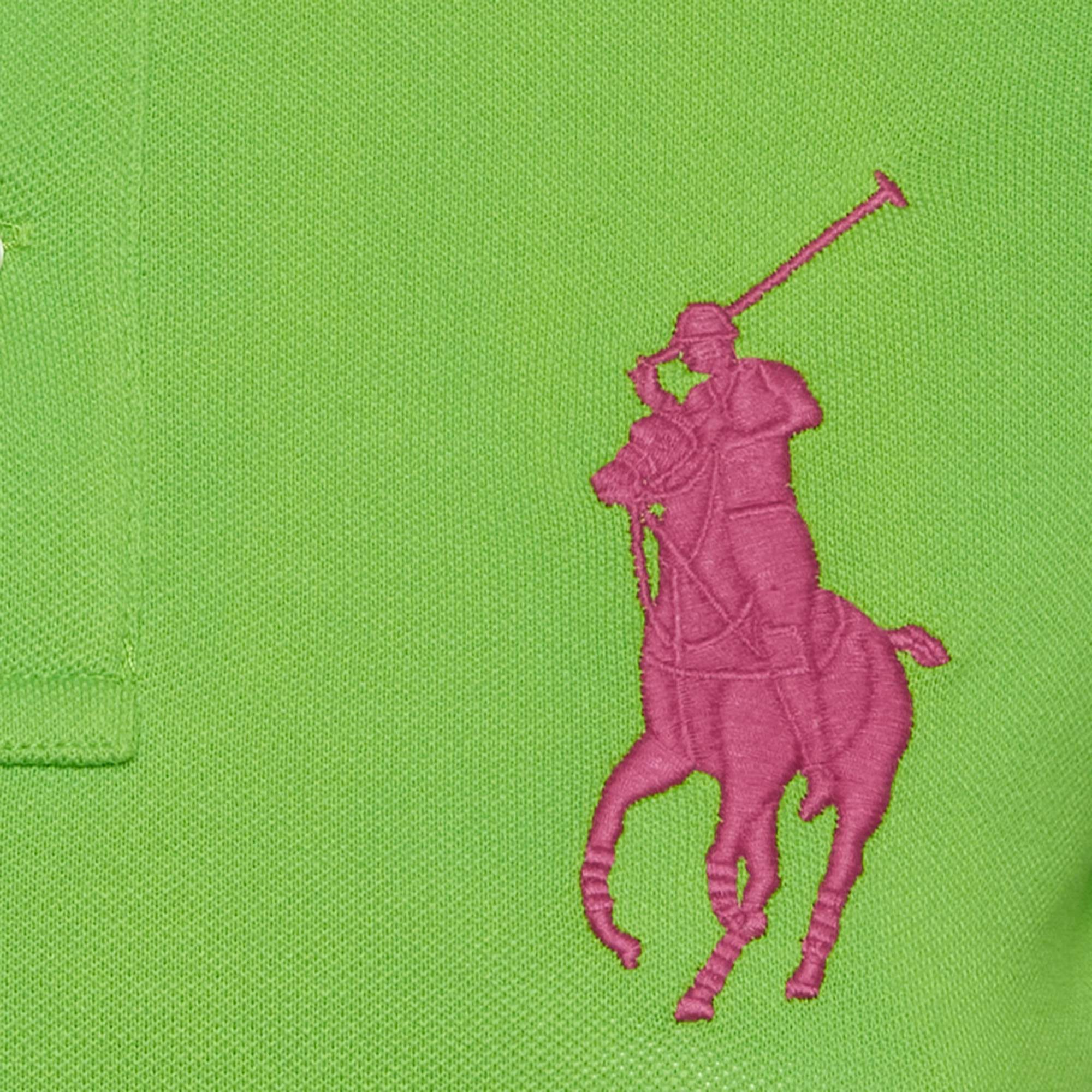 Polo Ralph Lauren Green Embroidered Pique Polo T - Shirt