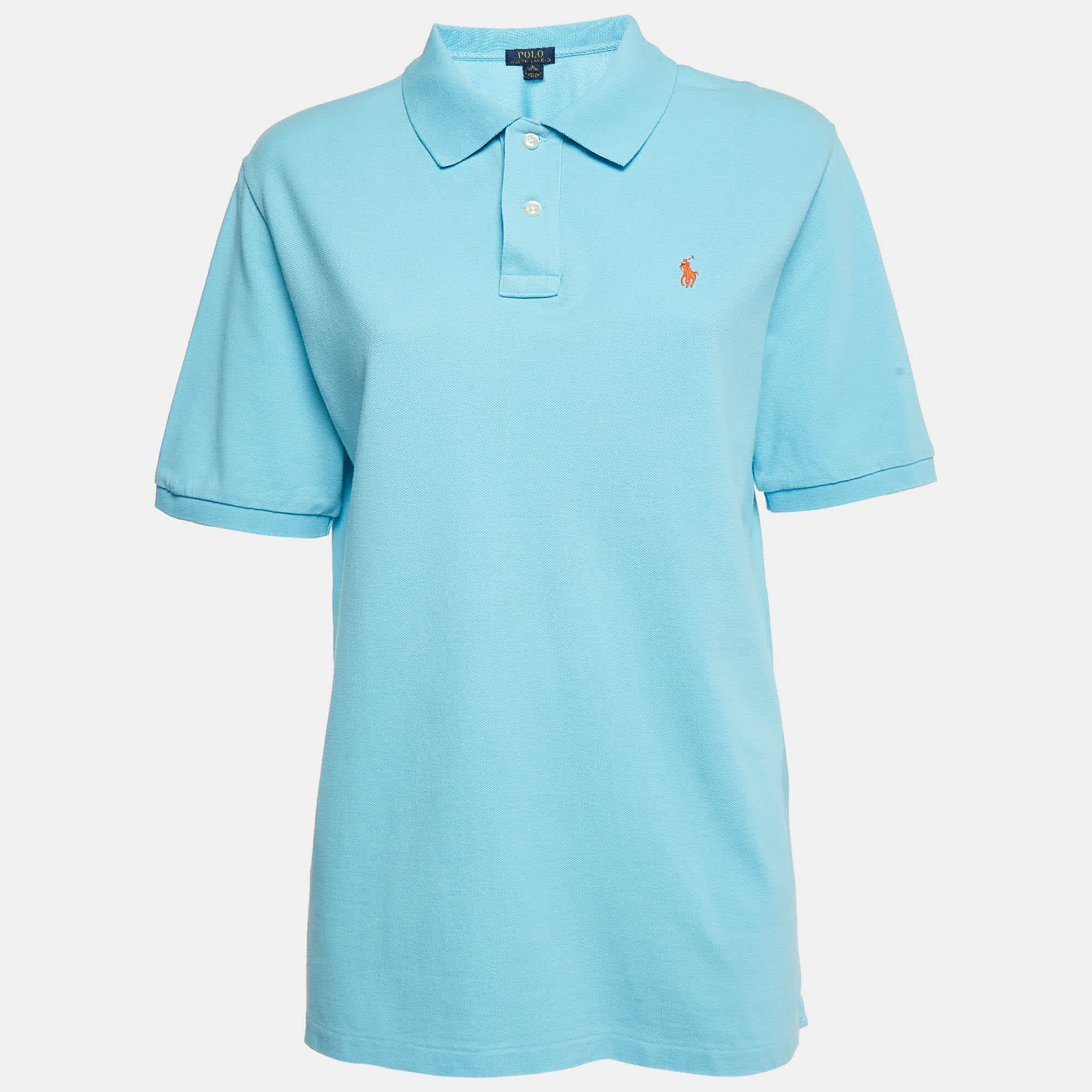 Polo Ralph Lauren Blue Logo Embroidered Cotton Polo T - Shirt