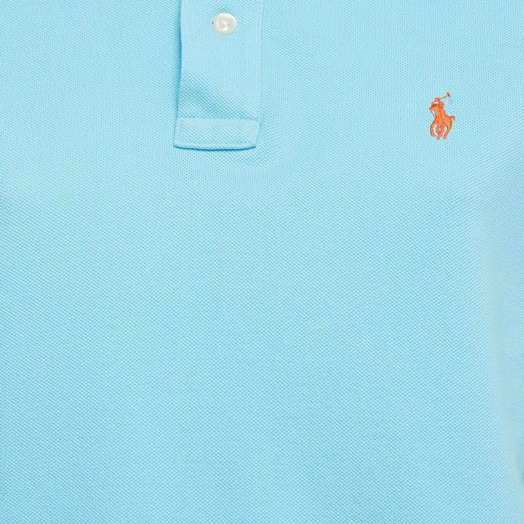 Polo Ralph Lauren Blue Logo Embroidered Cotton Polo T - Shirt