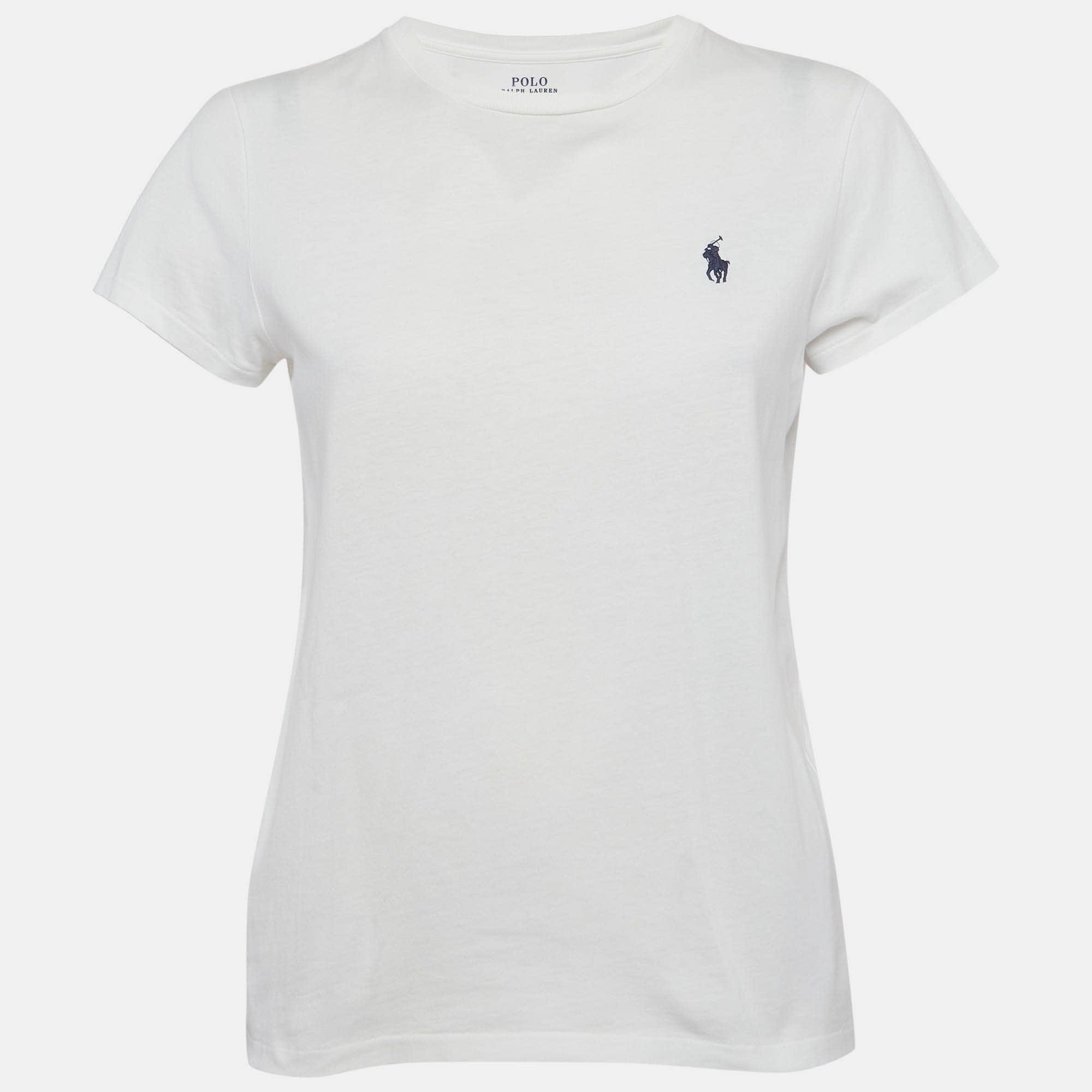 Polo Ralph Lauren White Cotton Knit Crewneck T - Shirt