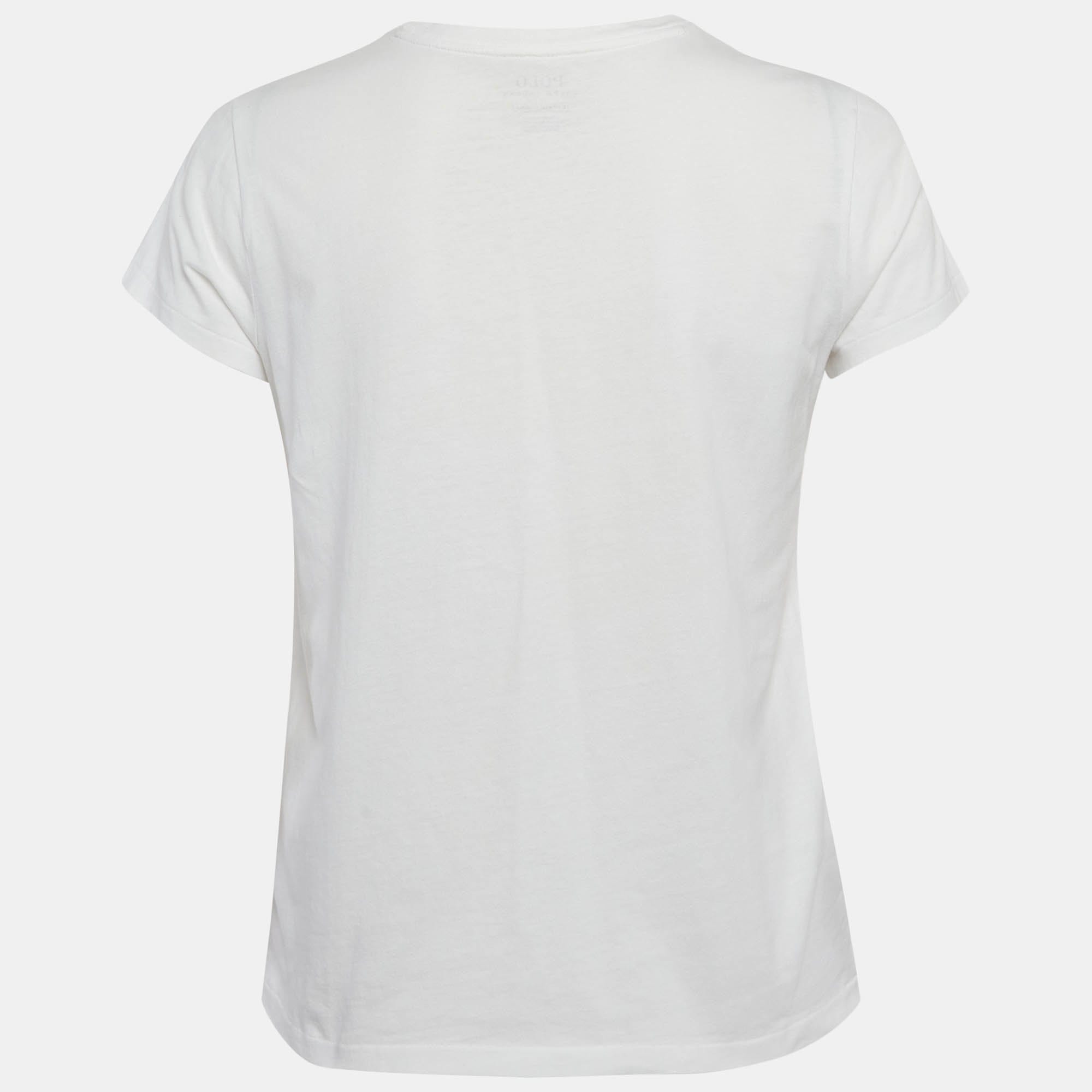 Polo Ralph Lauren White Cotton Knit Crewneck T - Shirt