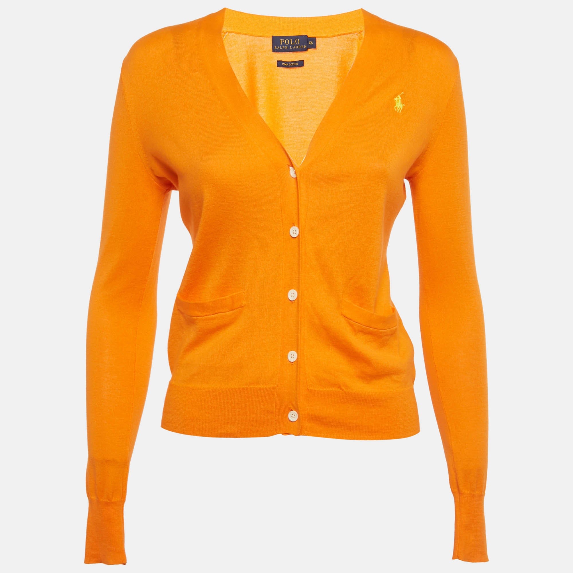 Polo Ralph Lauren Orange Cotton Knit Cardigan