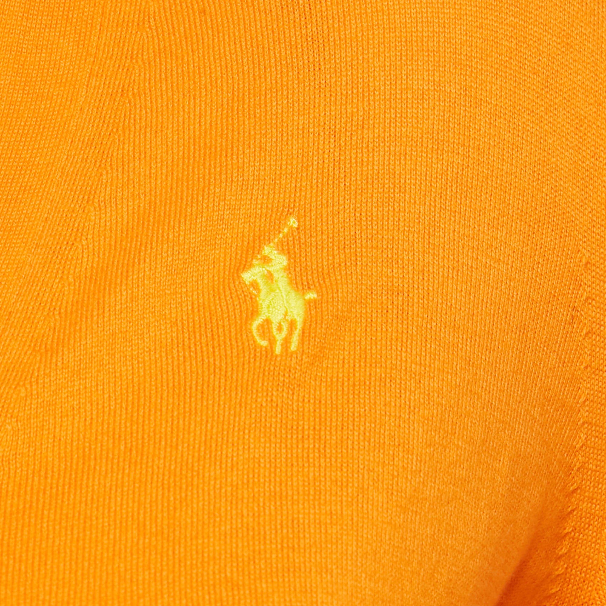 Polo Ralph Lauren Orange Cotton Knit Cardigan