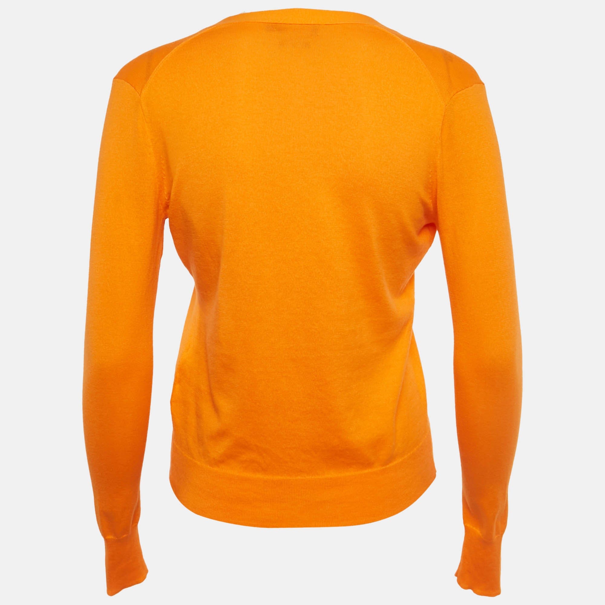 Polo Ralph Lauren Orange Cotton Knit Cardigan