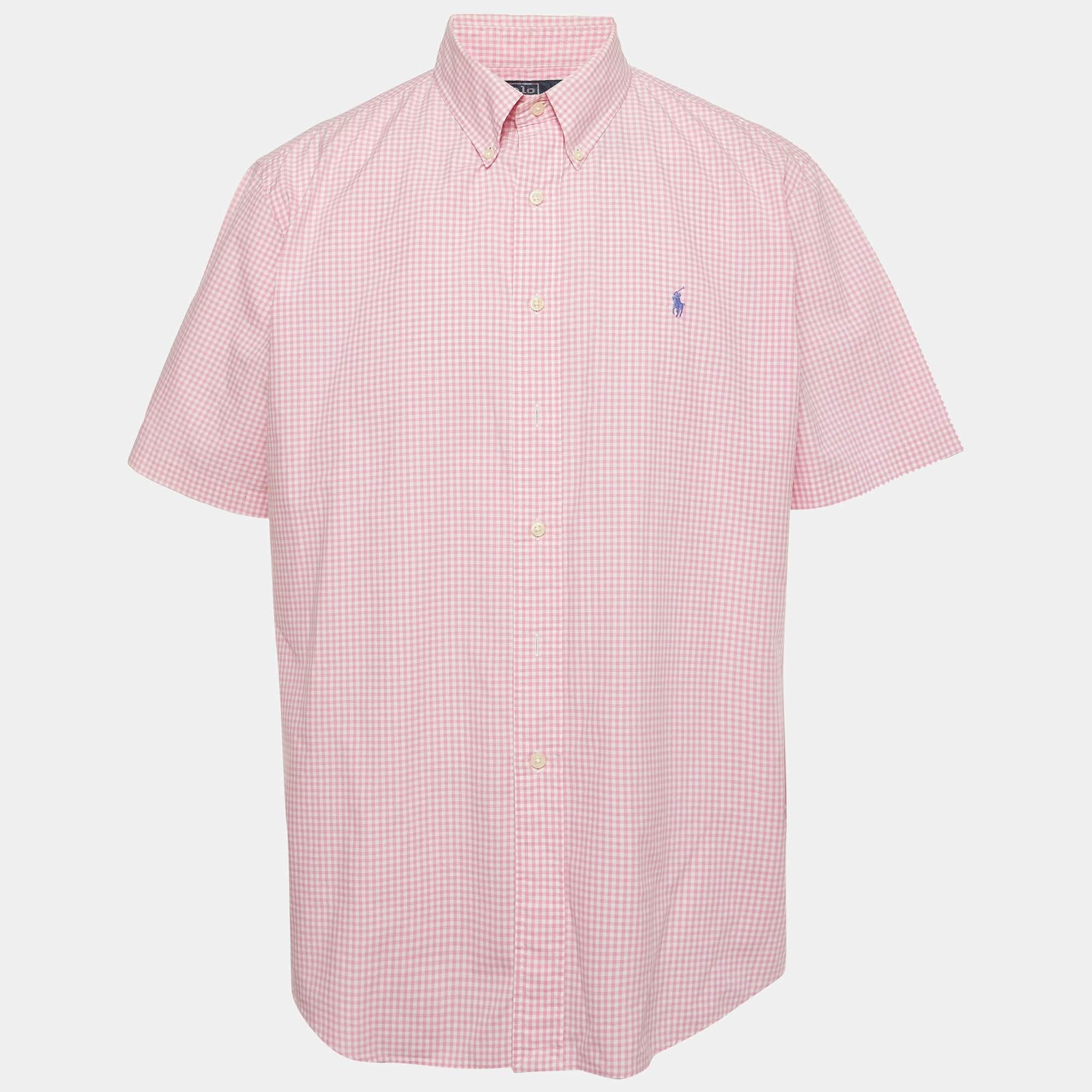 Polo Ralph Lauren Pink Gingham Cotton Button Up Shirt