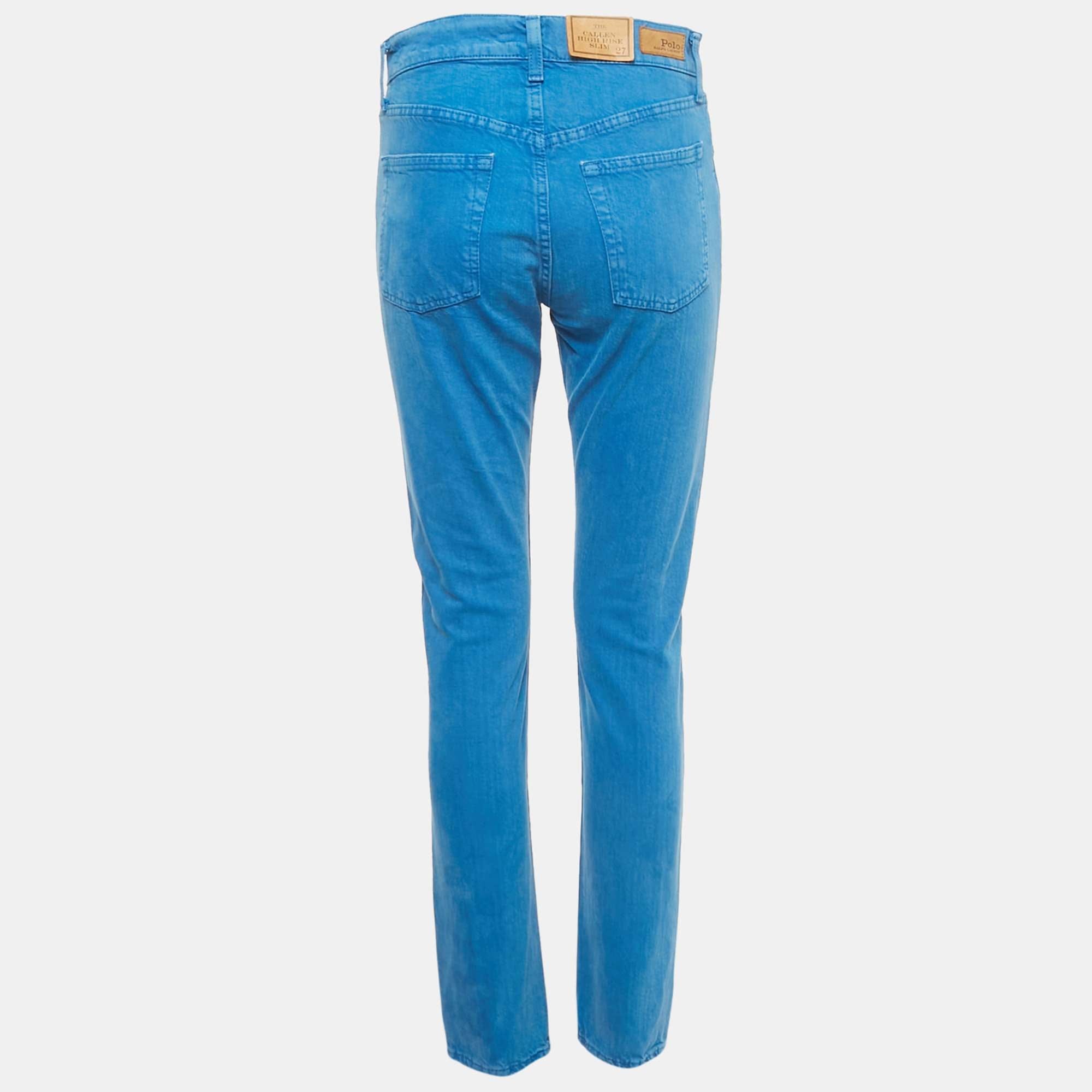 Polo Ralph Lauren Blue Denim High Rise Slim Jeans M/waist