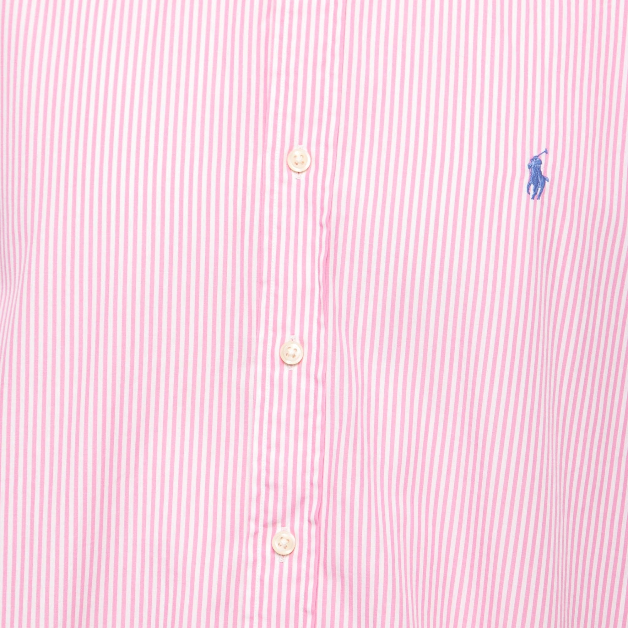Polo Ralph Lauren Pink Striped Cotton Button Down Full Sleeve Shirt