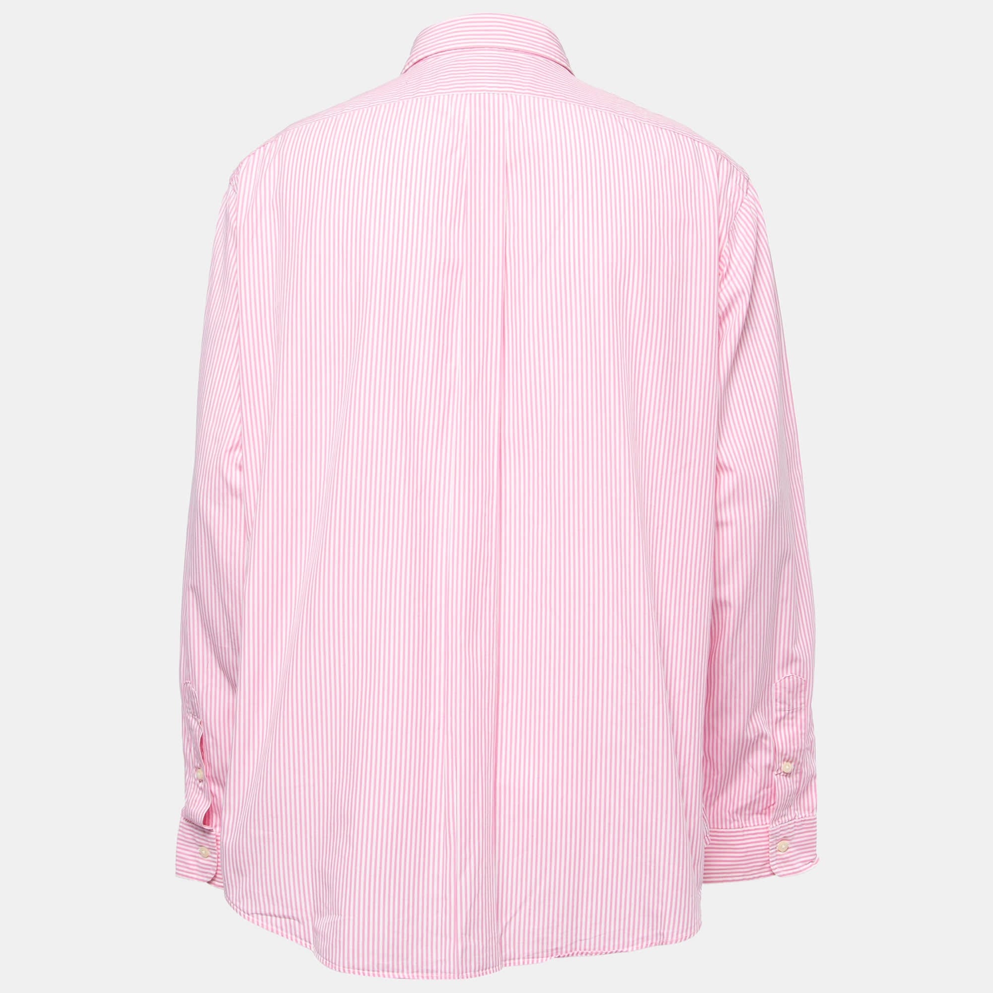 Polo Ralph Lauren Pink Striped Cotton Button Down Full Sleeve Shirt