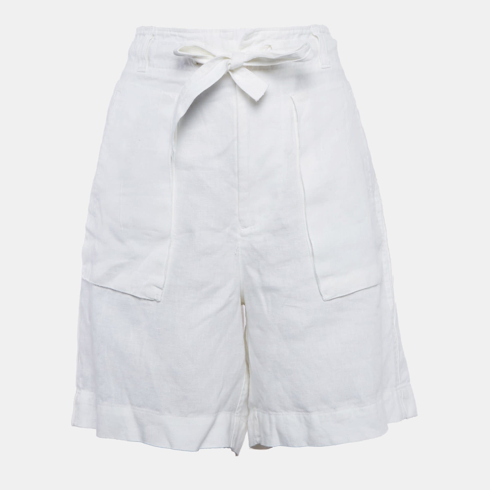 Polo Ralph Lauren White Linen Tie - Up Detail Shorts